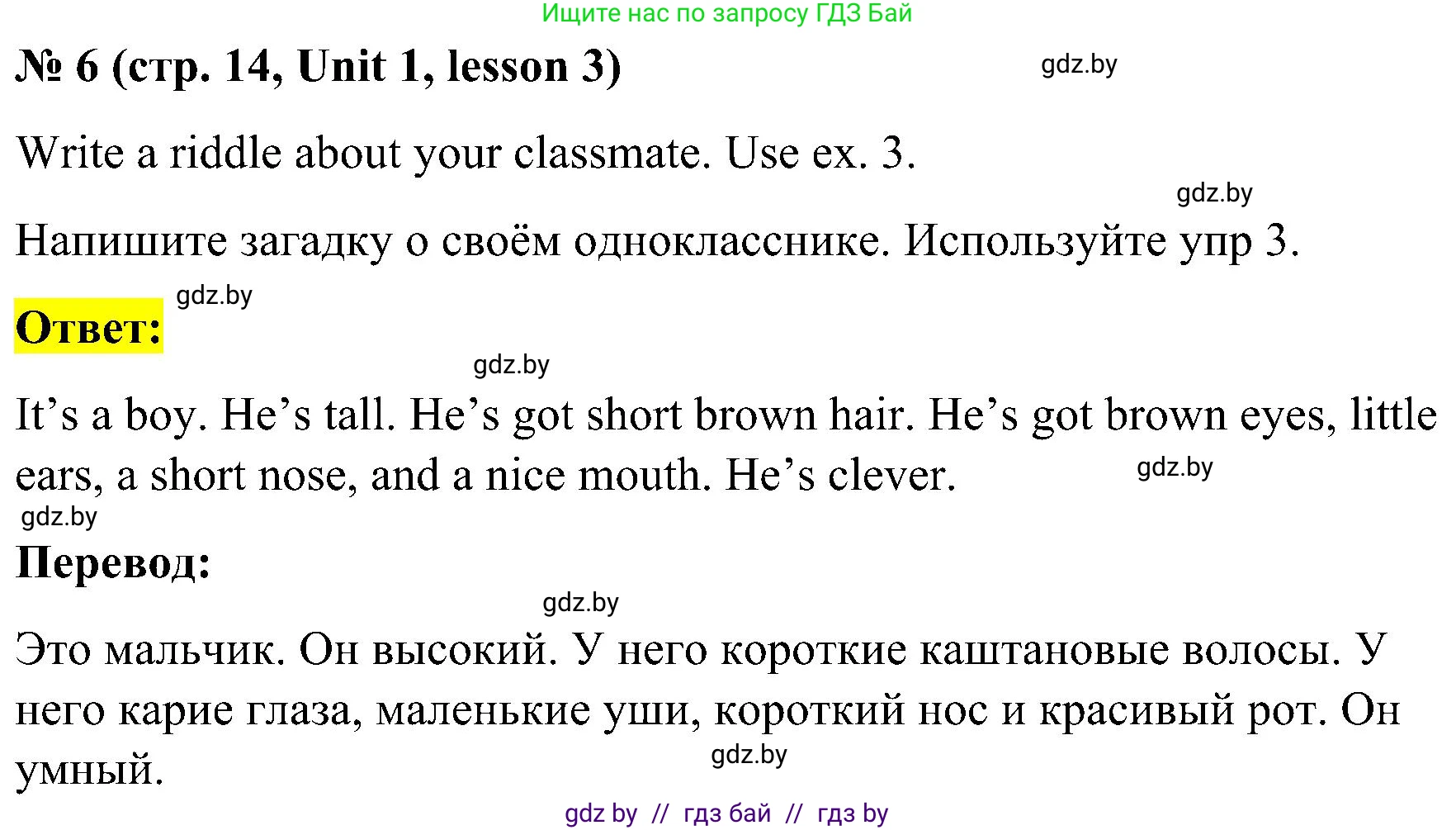 Английский язык (english), 4 класс Учебник (Student's book), авторы: Лапицкая Людмила Михайловна (Lapitskaya Ludmila), Седунова Наталья Михайловна (Sedunova Natalia), издательство Адукацыя i выхаванне, Минск, 2024, бирюзового цвета, Часть ( Part) 1, страница 14, номер 6, Решение 2