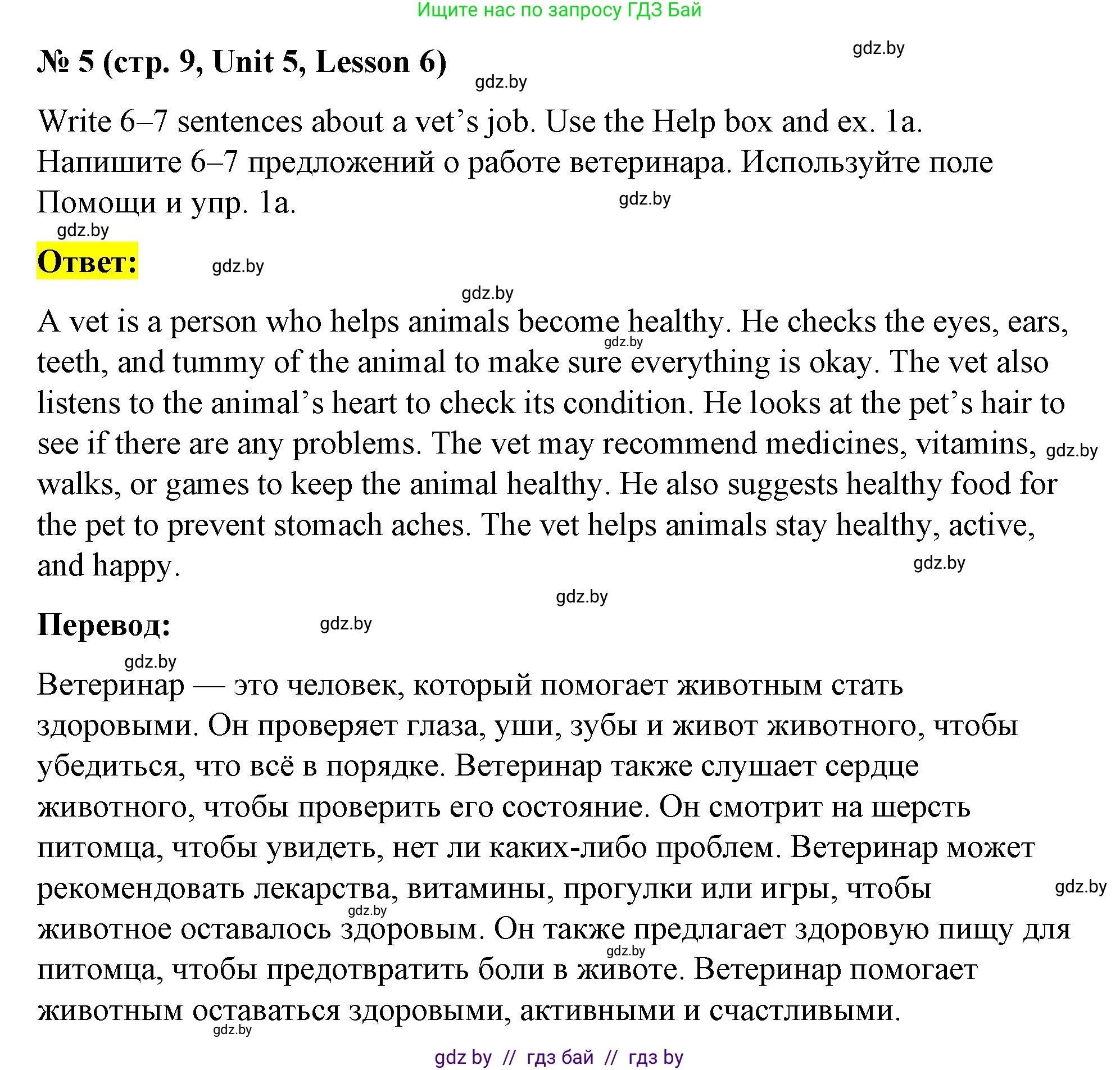 Английский язык (english), 4 класс Учебник (Student's book), авторы: Лапицкая Людмила Михайловна (Lapitskaya Ludmila), Седунова Наталья Михайловна (Sedunova Natalia), издательство Адукацыя i выхаванне, Минск, 2024, бирюзового цвета, Часть ( Part) 2, страница 9, номер 5, Решение 2