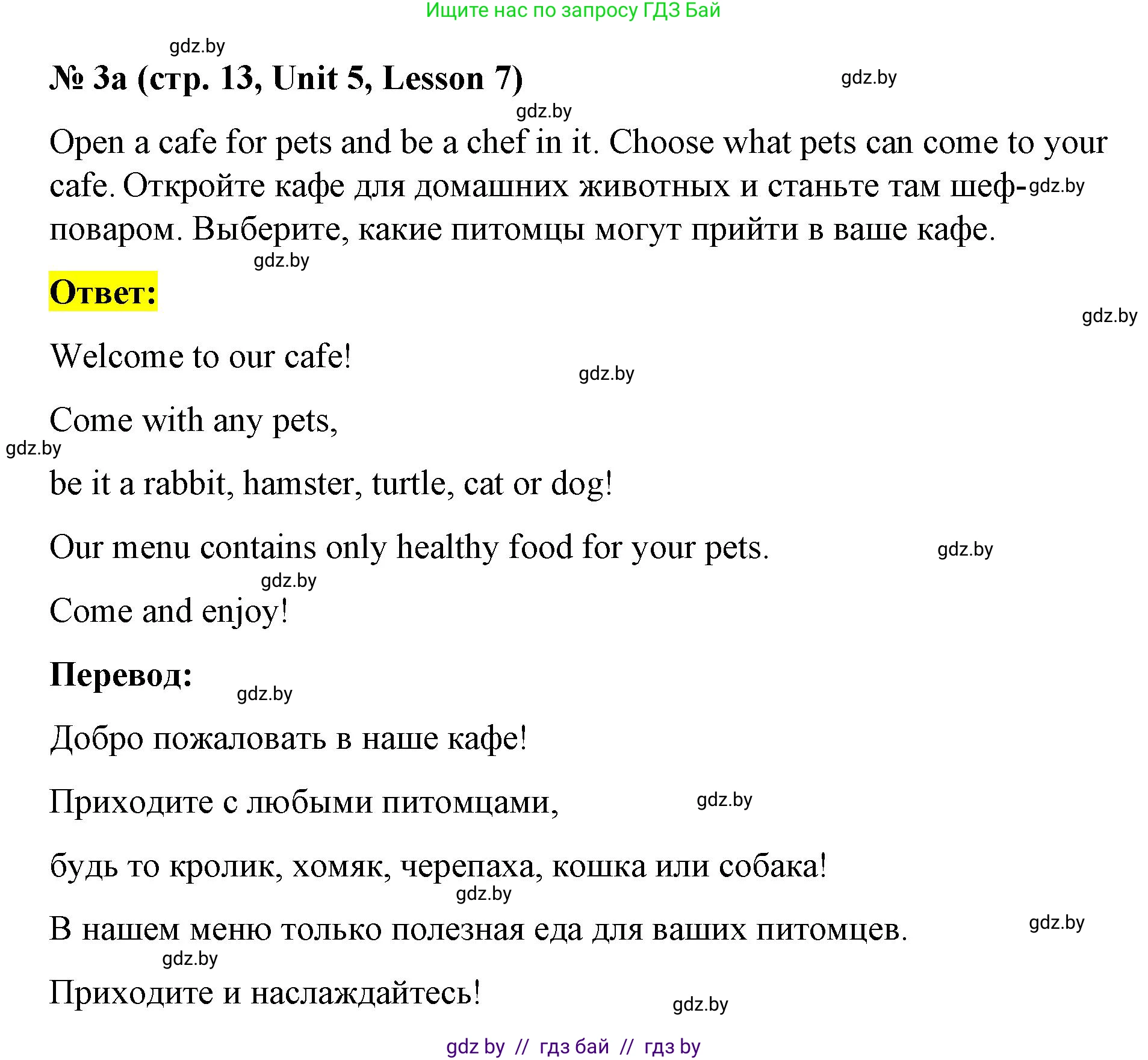 Английский язык (english), 4 класс Учебник (Student's book), авторы: Лапицкая Людмила Михайловна (Lapitskaya Ludmila), Седунова Наталья Михайловна (Sedunova Natalia), издательство Адукацыя i выхаванне, Минск, 2024, бирюзового цвета, Часть ( Part) 2, страница 13, номер 3, Решение 2