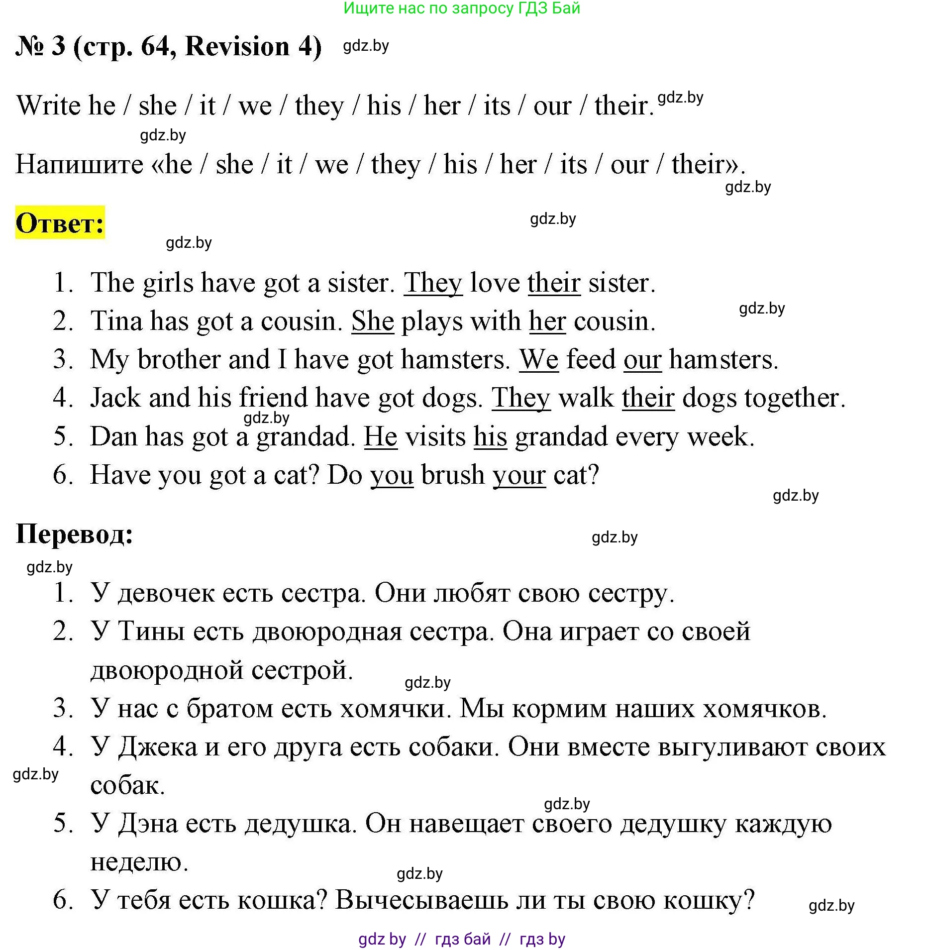 Английский язык (english), 4 класс практикум по грамматике (grammar), автор: Севрюкова Татьяна Юрьевна, издательство Аверсэв, Минск, 2023, страница 64, номер 3, Решение