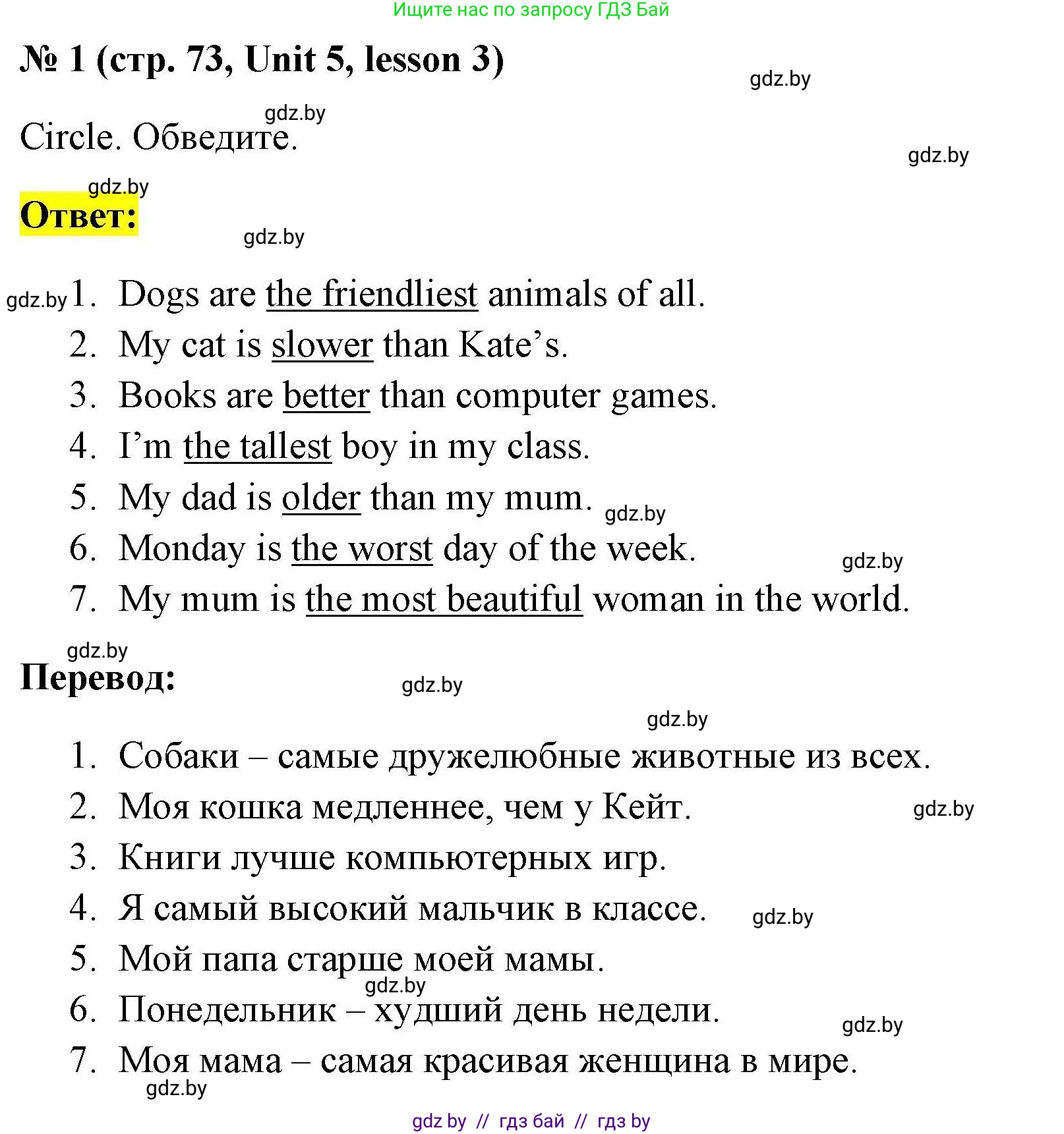 Английский язык (english), 4 класс практикум по грамматике (grammar), автор: Севрюкова Татьяна Юрьевна, издательство Аверсэв, Минск, 2023, страница 73, номер 1, Решение