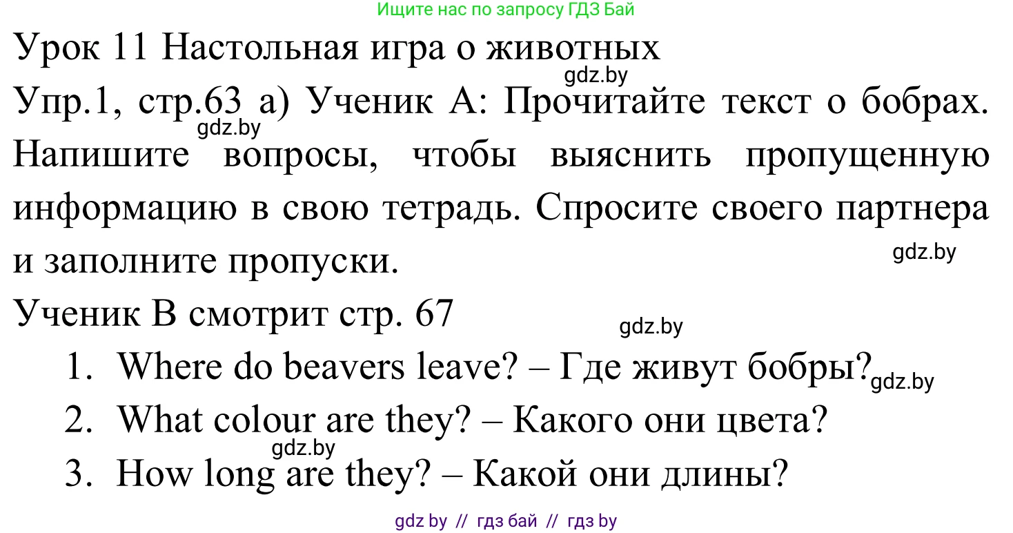 Английский язык (english), 5 класс практикум (activity book ), авторы: Демченко Наталья Валентиновна, Севрюкова Татьяна Юрьевна, Наумова Елена Георгиевна, Лапицкая Людмила Михайловна (Lapitskaya Ludmila), Юхнель Наталья Валентиновна, издательство Аверсэв, Минск, 2019, зелёного цвета, Часть 2, страница 63, номер 1, Решение 2