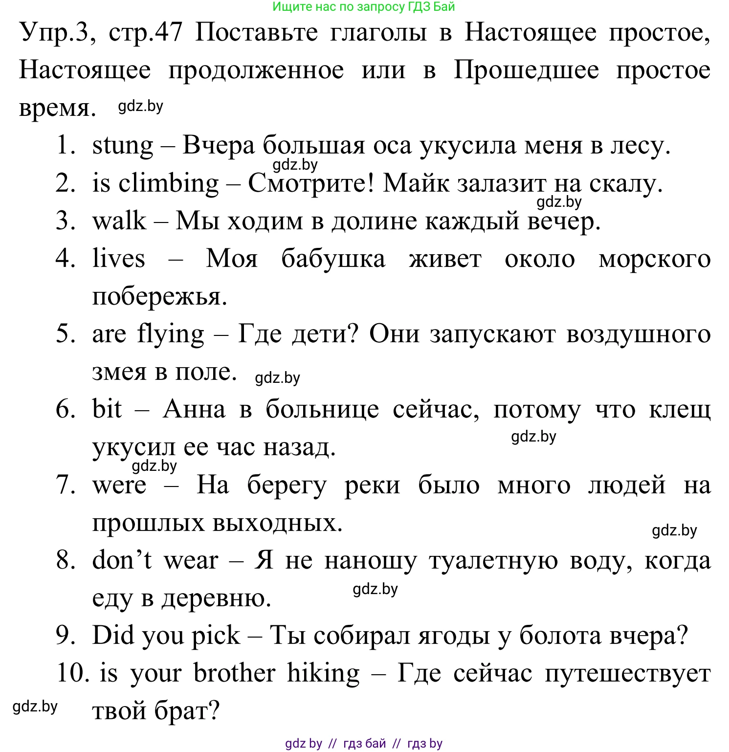 Английский язык (english), 5 класс практикум (activity book ), авторы: Демченко Наталья Валентиновна, Севрюкова Татьяна Юрьевна, Наумова Елена Георгиевна, Лапицкая Людмила Михайловна (Lapitskaya Ludmila), Юхнель Наталья Валентиновна, издательство Аверсэв, Минск, 2019, зелёного цвета, Часть 2, страница 47, номер 3, Решение 2