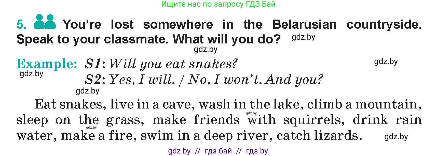 Английский язык (english), 5 класс Учебник (Student's book), авторы: Демченко Наталья Валентиновна, Лапицкая Людмила Михайловна (Lapitskaya Ludmila), Юхнель Наталья Валентиновна, Романчук Вероника Романовна, издательство Адукацыя i выхаванне, Минск, 2025, Часть 2, страница 100, номер 5, Условие
