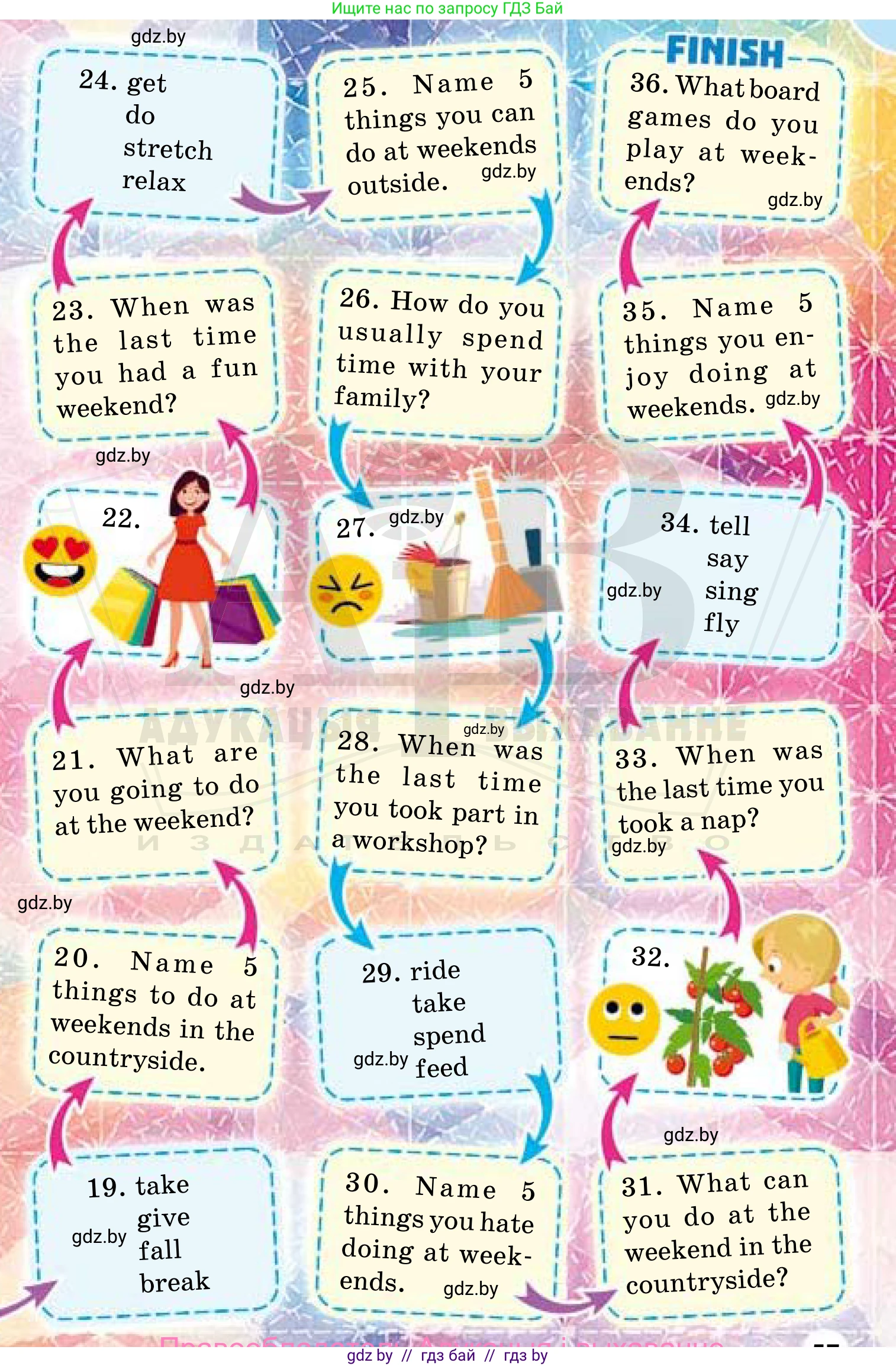 Английский язык (english), 5 класс Учебник, авторы: Демченко Наталья Валентиновна, Севрюкова Татьяна Юрьевна, Наумова Елена Георгиевна, Юхнель Наталья Валентиновна, Лапицкая Людмила Михайловна (Lapitskaya Ludmila), издательство Адукацыя i выхаванне, Минск, 2017, Часть ( Part) 1, страница 55, номер 2, Условие (продолжение 3)