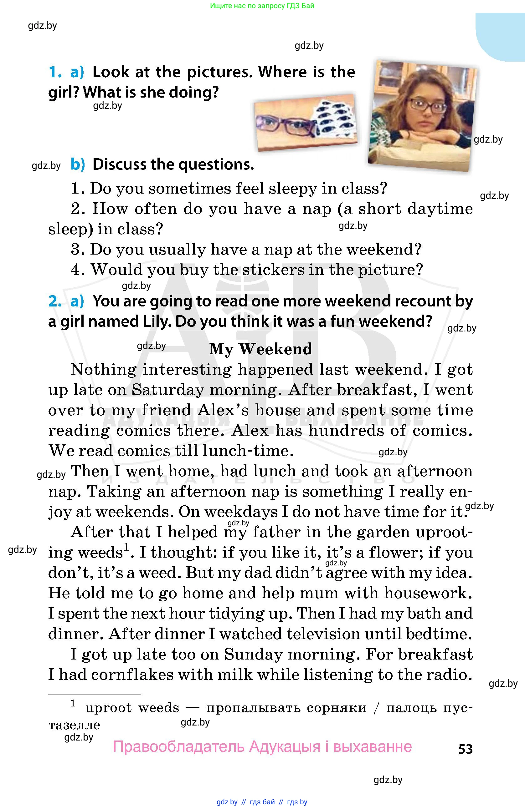 Английский язык (english), 5 класс Учебник, авторы: Демченко Наталья Валентиновна, Севрюкова Татьяна Юрьевна, Наумова Елена Георгиевна, Юхнель Наталья Валентиновна, Лапицкая Людмила Михайловна (Lapitskaya Ludmila), издательство Адукацыя i выхаванне, Минск, 2017, Часть ( Part) 1, страница 53