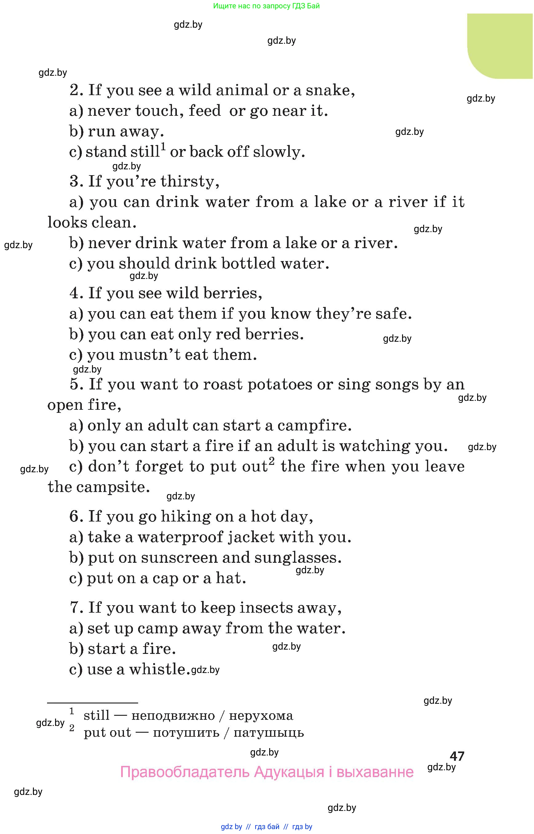 Английский язык (english), 5 класс Учебник, авторы: Демченко Наталья Валентиновна, Севрюкова Татьяна Юрьевна, Наумова Елена Георгиевна, Юхнель Наталья Валентиновна, Лапицкая Людмила Михайловна (Lapitskaya Ludmila), издательство Адукацыя i выхаванне, Минск, 2017, страница 47