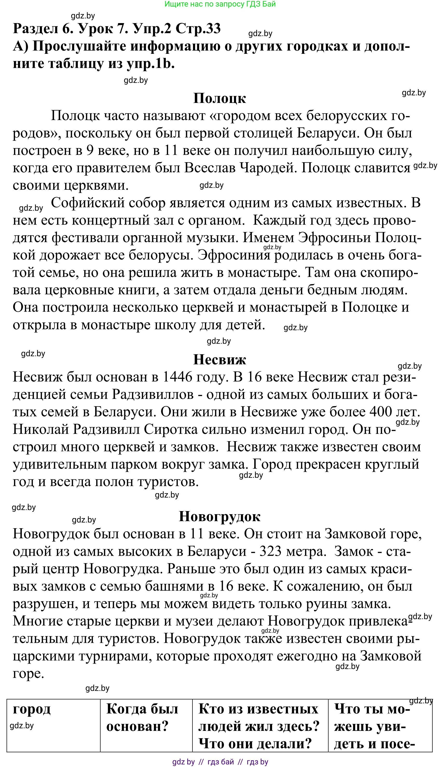Английский язык (english), 5 класс Учебник, авторы: Демченко Наталья Валентиновна, Севрюкова Татьяна Юрьевна, Наумова Елена Георгиевна, Юхнель Наталья Валентиновна, Лапицкая Людмила Михайловна (Lapitskaya Ludmila), издательство Адукацыя i выхаванне, Минск, 2017, Часть ( Part) 2, страница 33, номер 2, Решение 2