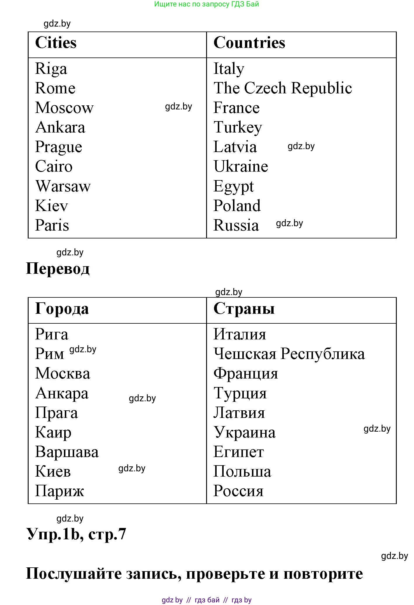 Английский язык (english), 5 класс Учебник, авторы: Демченко Наталья Валентиновна, Севрюкова Татьяна Юрьевна, Наумова Елена Георгиевна, Юхнель Наталья Валентиновна, Лапицкая Людмила Михайловна (Lapitskaya Ludmila), издательство Адукацыя i выхаванне, Минск, 2017, Часть ( Part) 1, страница 7, номер 1, Решение 1 (продолжение 2)