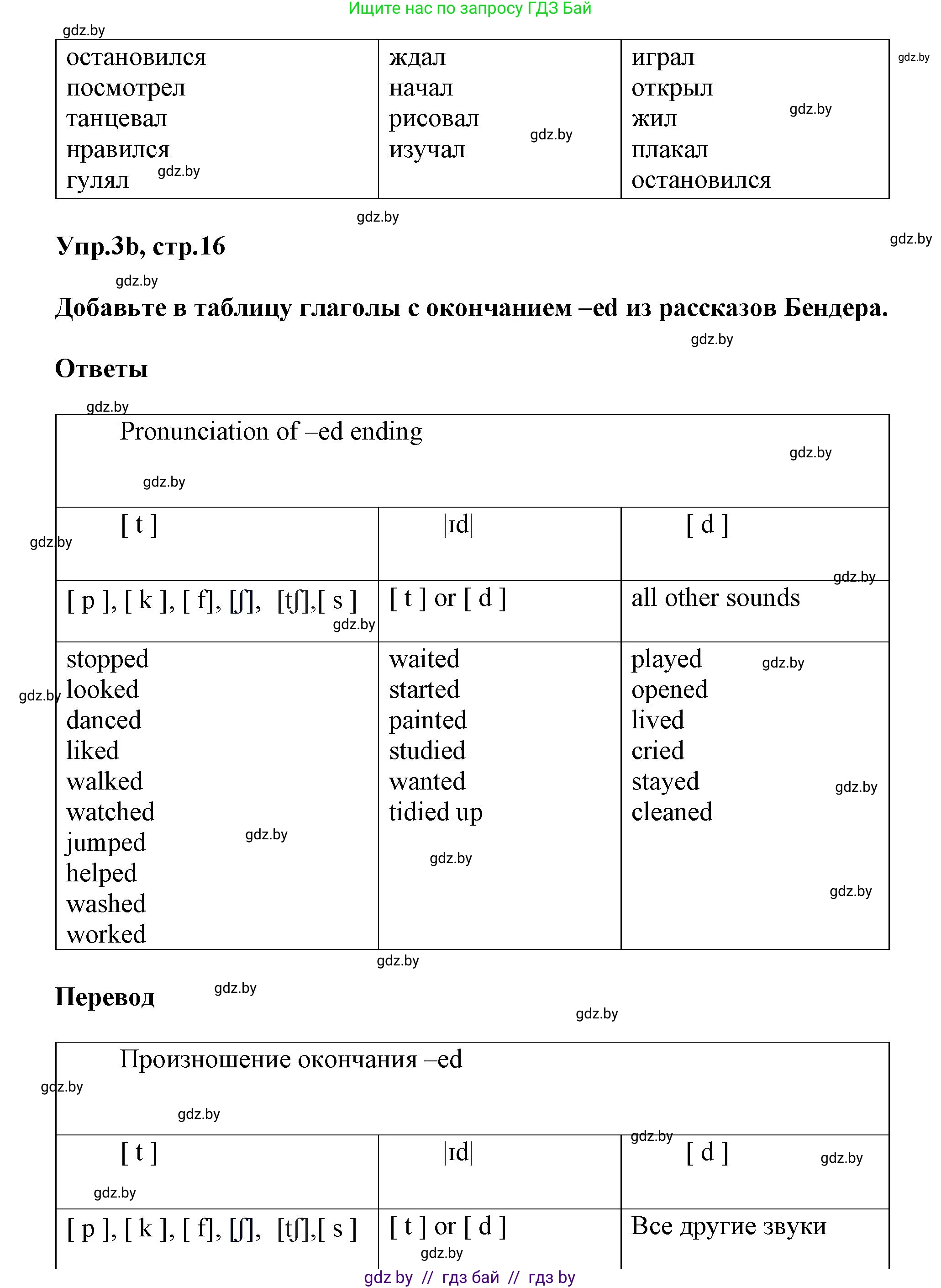 Английский язык (english), 5 класс Учебник, авторы: Демченко Наталья Валентиновна, Севрюкова Татьяна Юрьевна, Наумова Елена Георгиевна, Юхнель Наталья Валентиновна, Лапицкая Людмила Михайловна (Lapitskaya Ludmila), издательство Адукацыя i выхаванне, Минск, 2017, Часть ( Part) 1, страница 16, номер 3, Решение 1 (продолжение 2)