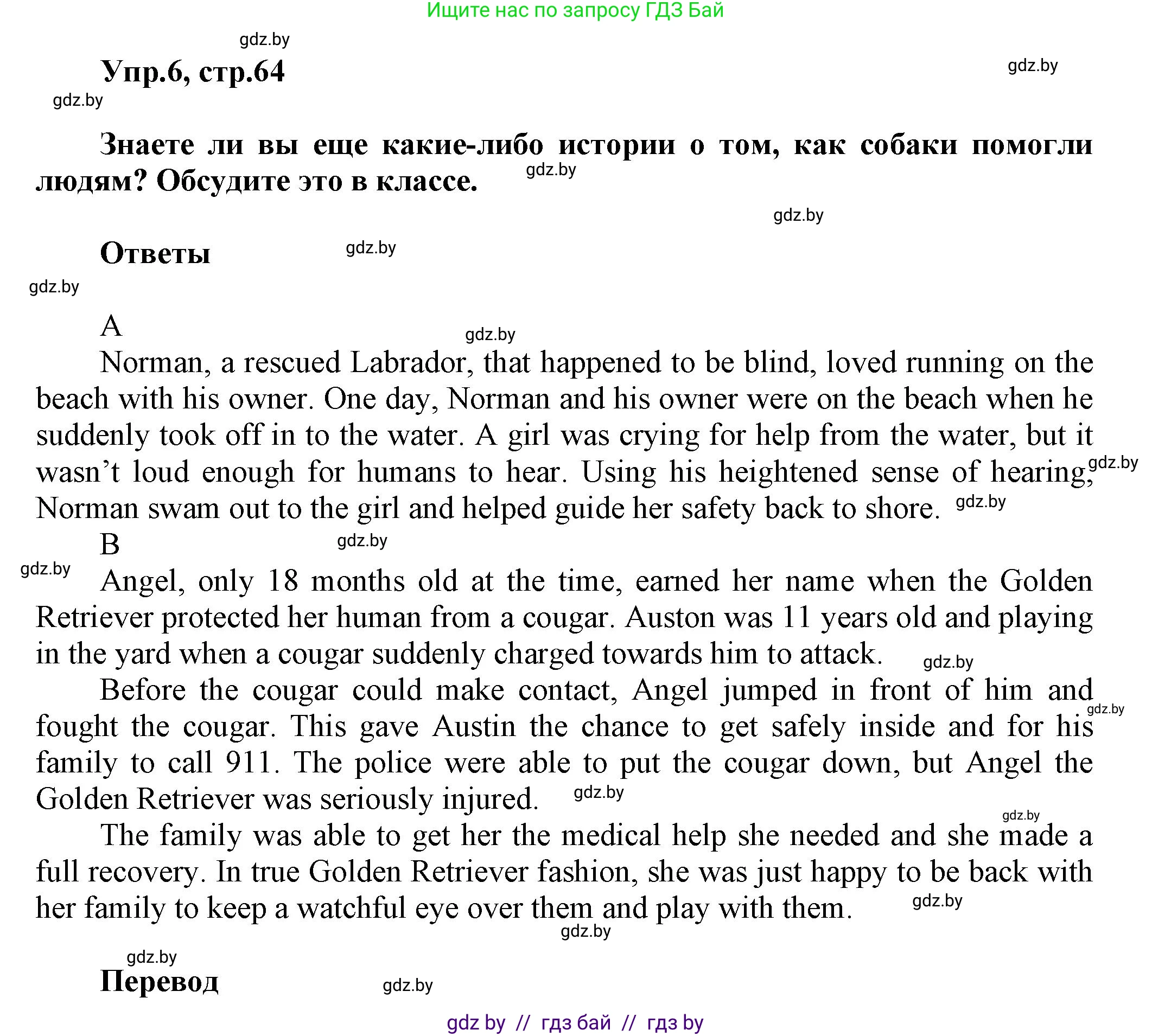 Английский язык (english), 5 класс Учебник, авторы: Демченко Наталья Валентиновна, Севрюкова Татьяна Юрьевна, Наумова Елена Георгиевна, Юхнель Наталья Валентиновна, Лапицкая Людмила Михайловна (Lapitskaya Ludmila), издательство Адукацыя i выхаванне, Минск, 2017, Часть ( Part) 1, страница 64, номер 6, Решение 1