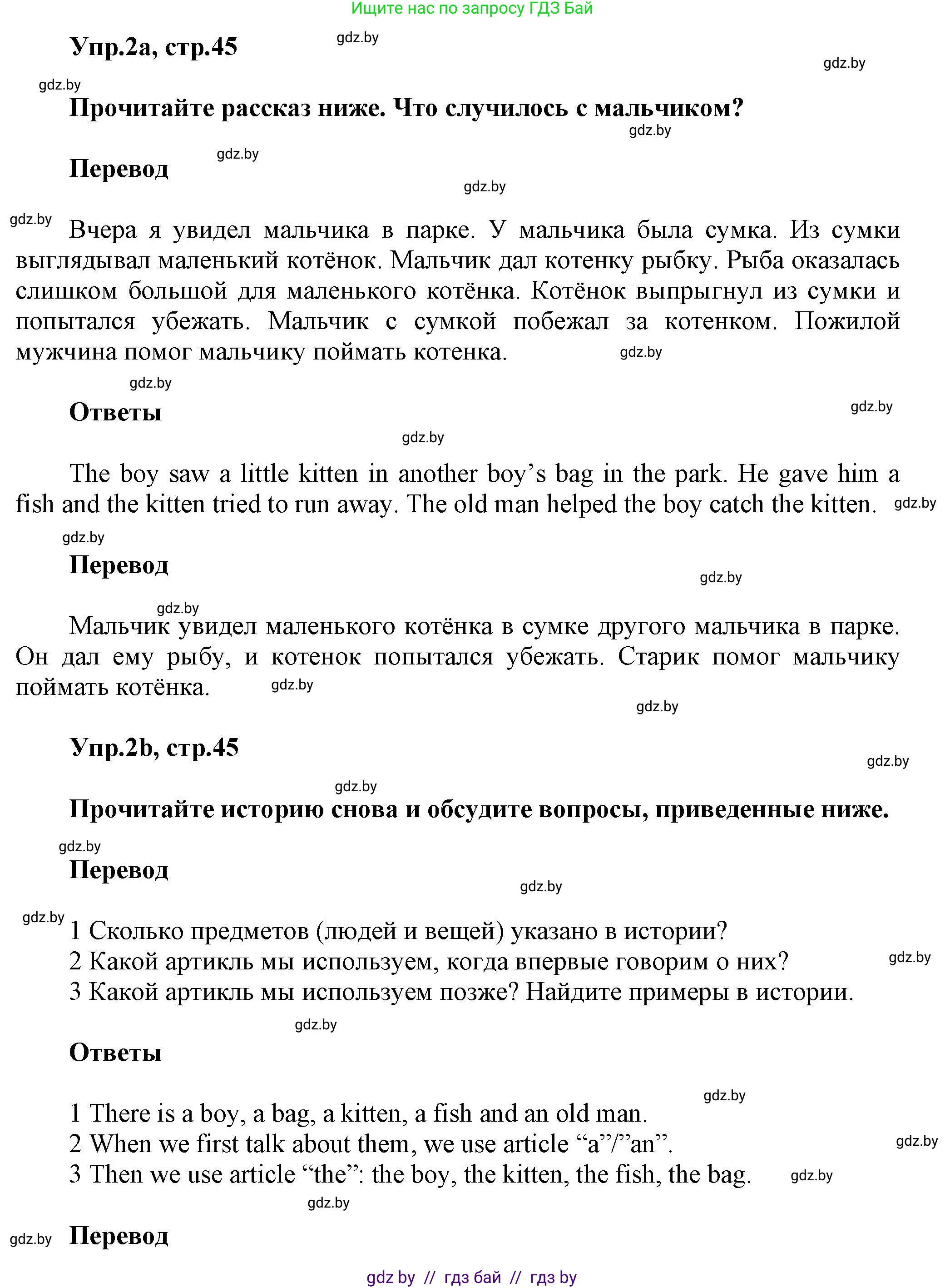 Английский язык (english), 5 класс Учебник, авторы: Демченко Наталья Валентиновна, Севрюкова Татьяна Юрьевна, Наумова Елена Георгиевна, Юхнель Наталья Валентиновна, Лапицкая Людмила Михайловна (Lapitskaya Ludmila), издательство Адукацыя i выхаванне, Минск, 2017, Часть ( Part) 1, страница 45, номер 2, Решение 1