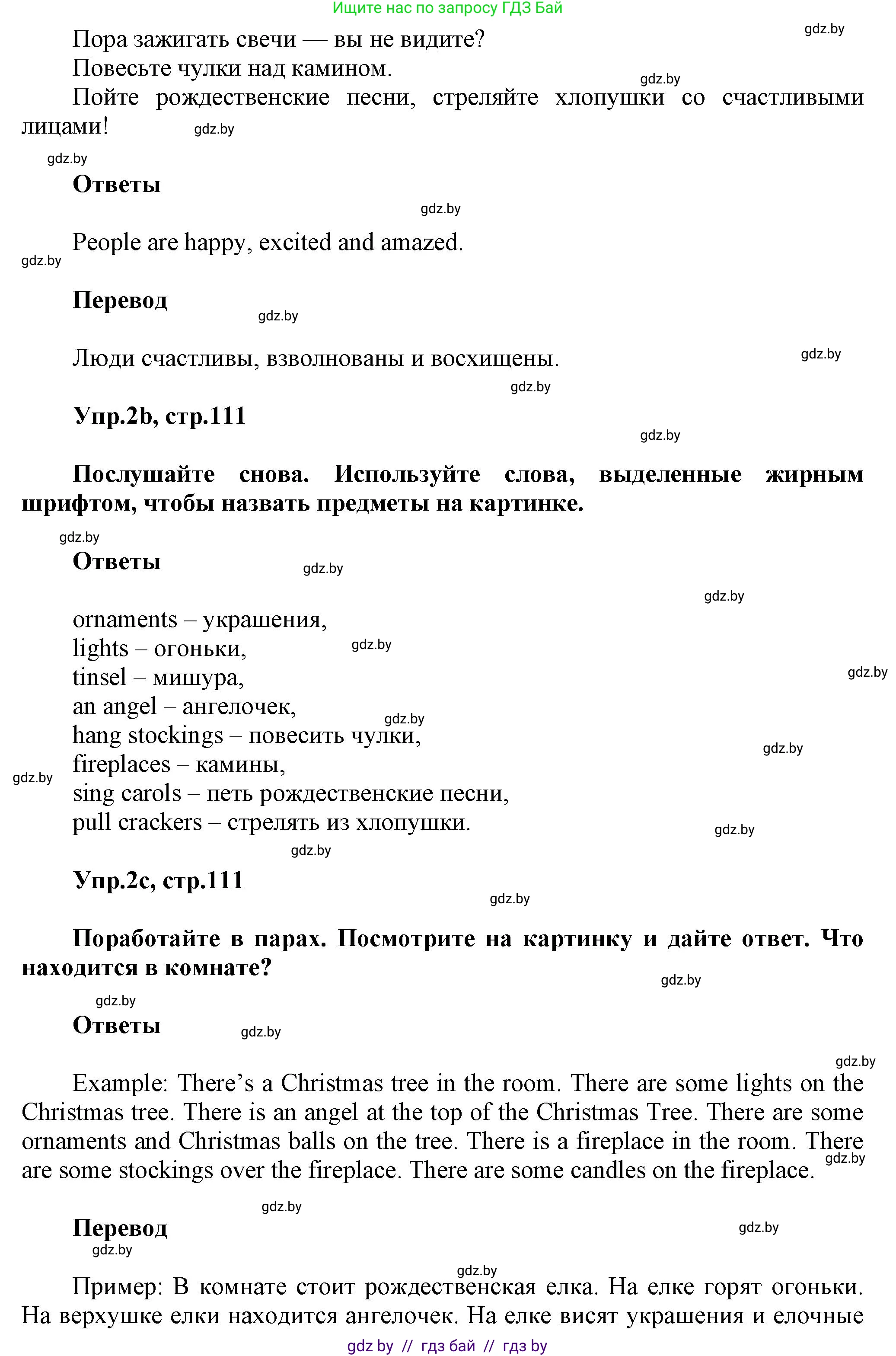 Английский язык (english), 5 класс Учебник, авторы: Демченко Наталья Валентиновна, Севрюкова Татьяна Юрьевна, Наумова Елена Георгиевна, Юхнель Наталья Валентиновна, Лапицкая Людмила Михайловна (Lapitskaya Ludmila), издательство Адукацыя i выхаванне, Минск, 2017, Часть ( Part) 1, страница 110, номер 2, Решение 1 (продолжение 2)