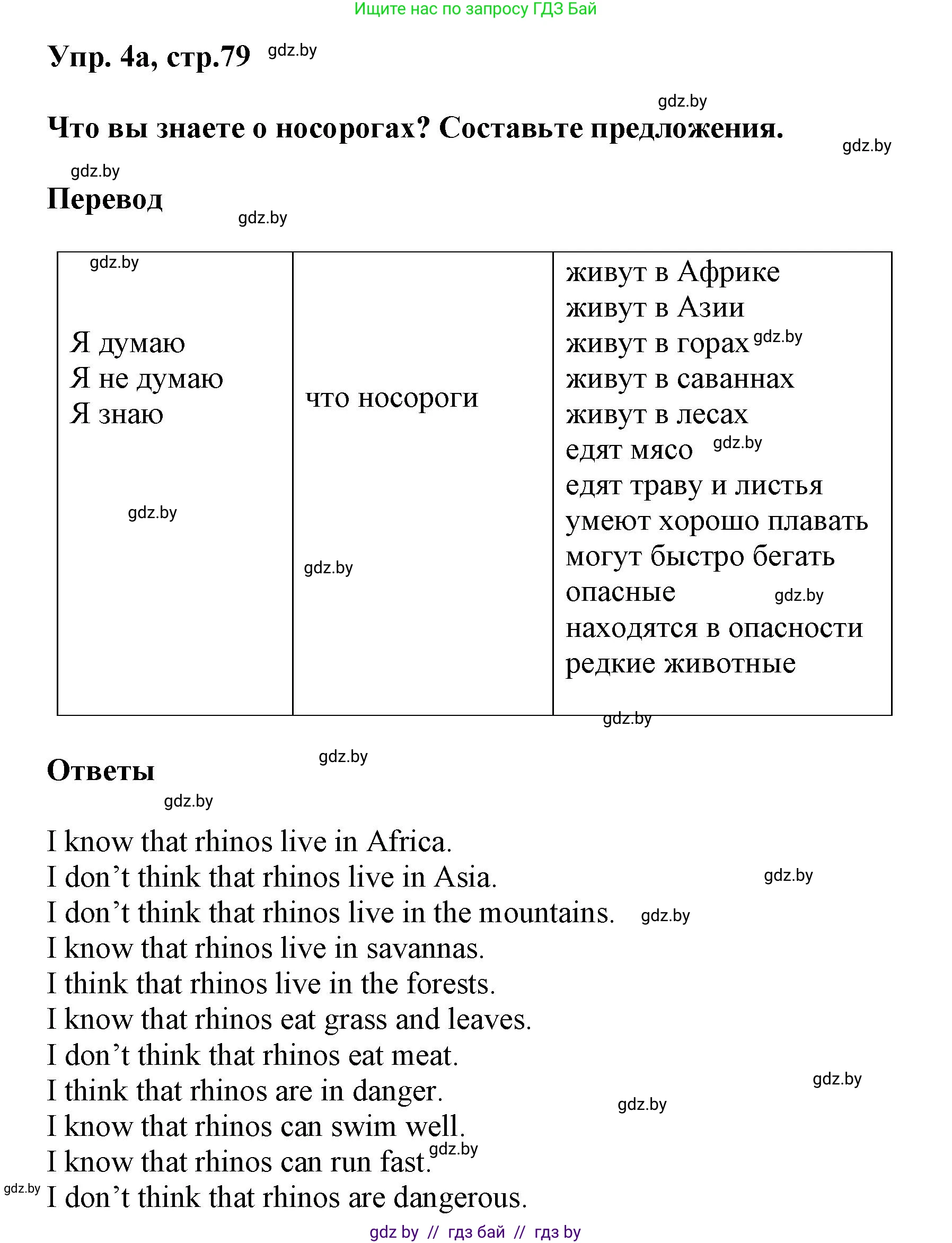 Английский язык (english), 5 класс Учебник, авторы: Демченко Наталья Валентиновна, Севрюкова Татьяна Юрьевна, Наумова Елена Георгиевна, Юхнель Наталья Валентиновна, Лапицкая Людмила Михайловна (Lapitskaya Ludmila), издательство Адукацыя i выхаванне, Минск, 2017, Часть ( Part) 2, страница 79, номер 4, Решение 1