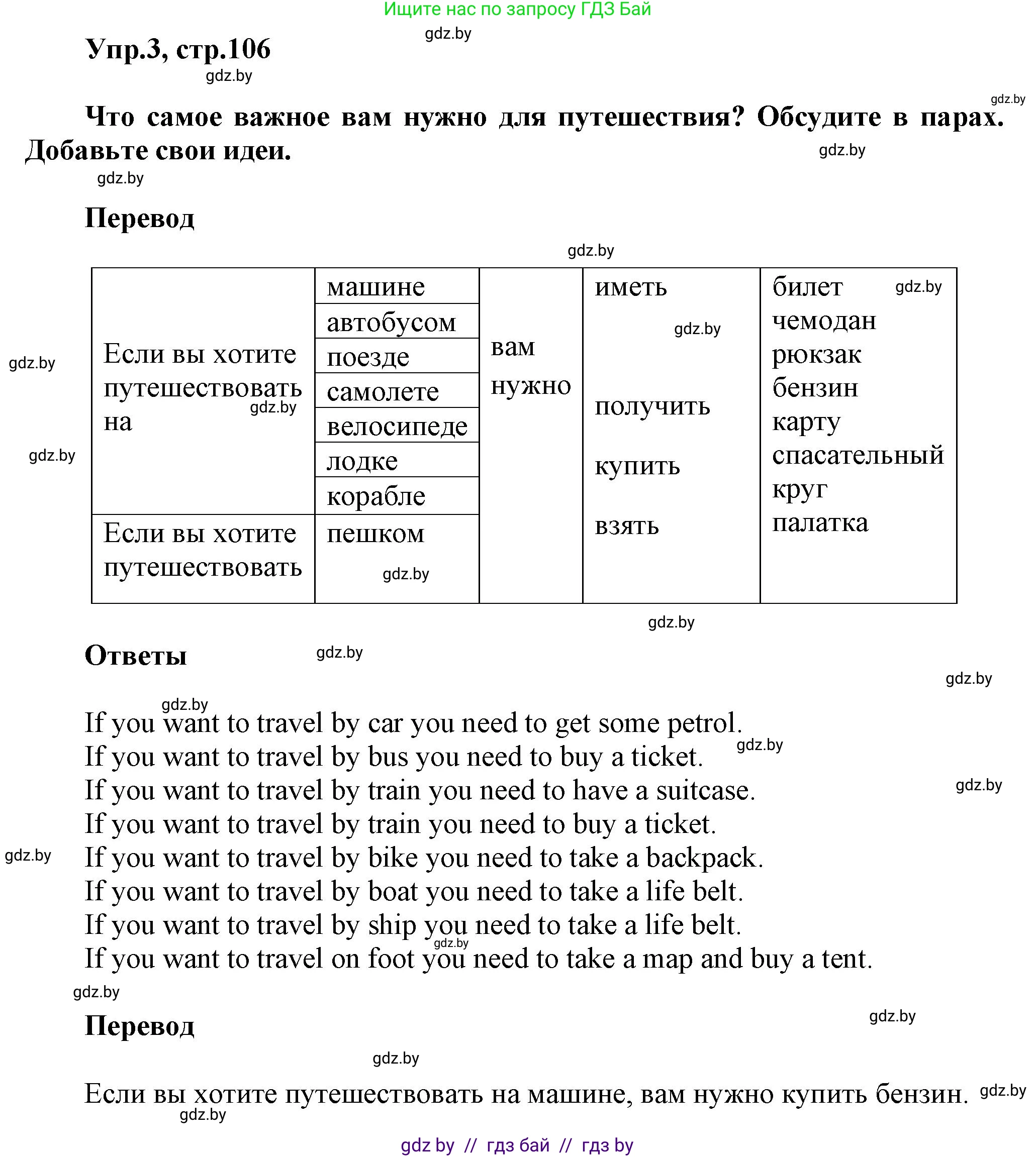 Английский язык (english), 5 класс Учебник, авторы: Демченко Наталья Валентиновна, Севрюкова Татьяна Юрьевна, Наумова Елена Георгиевна, Юхнель Наталья Валентиновна, Лапицкая Людмила Михайловна (Lapitskaya Ludmila), издательство Адукацыя i выхаванне, Минск, 2017, Часть ( Part) 2, страница 106, номер 3, Решение 1