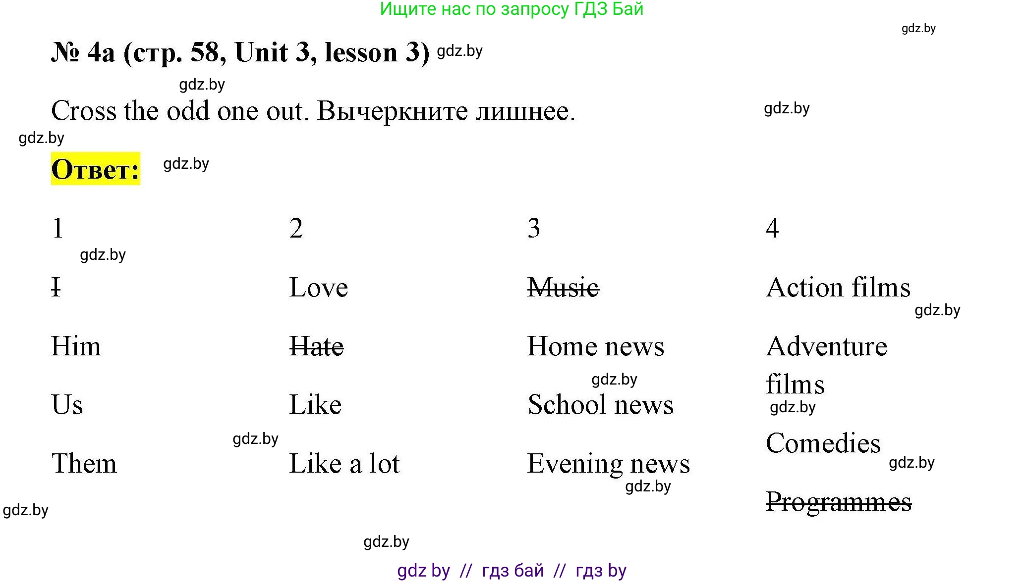 Английский язык (english), 5 класс Рабочая тетрадь (workbook), авторы: Лапицкая Людмила Михайловна (Lapitskaya Ludmila), Калишевич Алла Ивановна, Севрюкова Татьяна Юрьевна, Седунова Наталья Михайловна (Sedunova Natalia), издательство Аверсэв, Минск, 2020, оранжевого цвета, Часть 1, страница 58, номер 4a, Решение