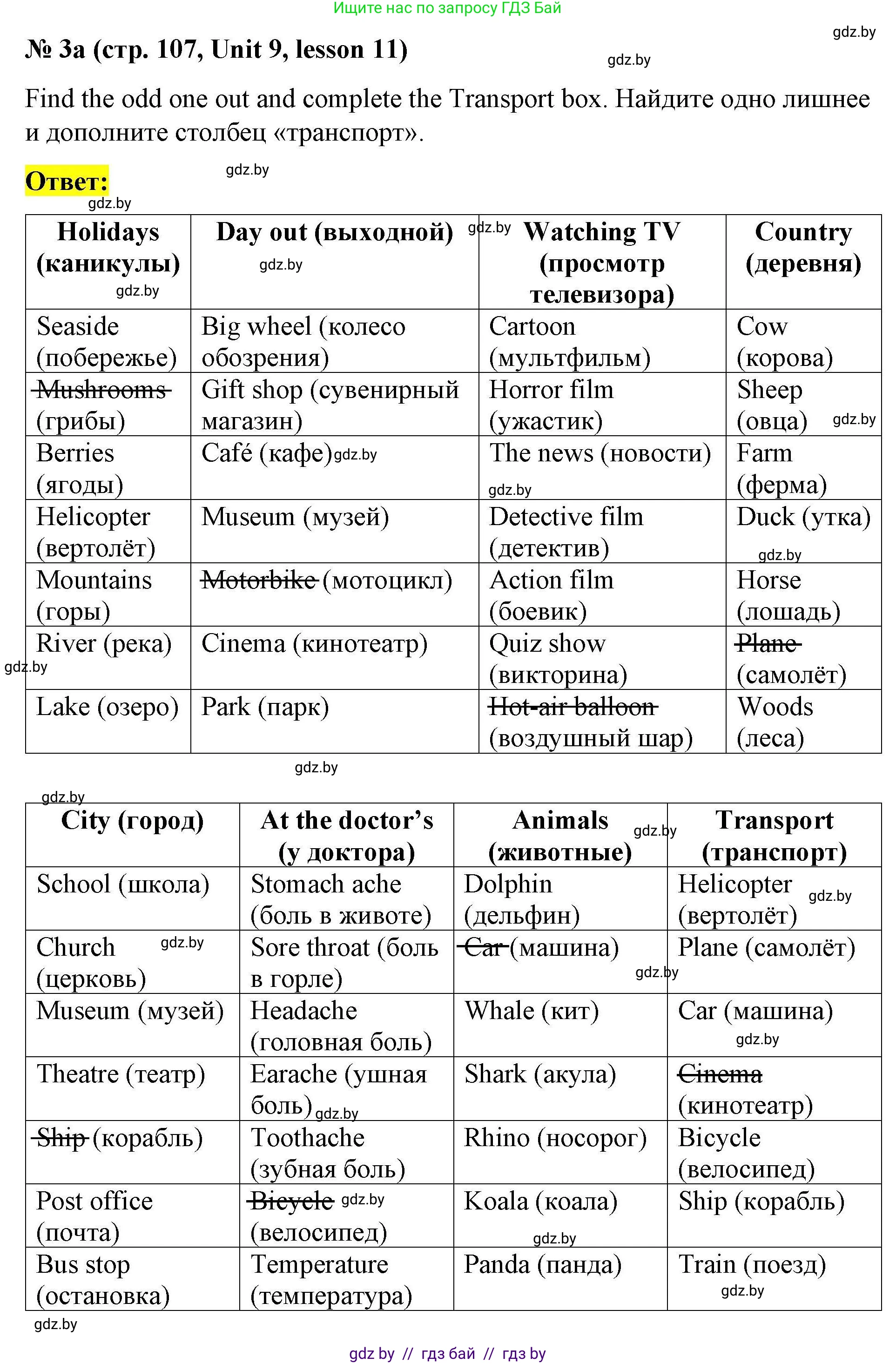 Английский язык (english), 5 класс Рабочая тетрадь (workbook), авторы: Лапицкая Людмила Михайловна (Lapitskaya Ludmila), Калишевич Алла Ивановна, Севрюкова Татьяна Юрьевна, Седунова Наталья Михайловна (Sedunova Natalia), издательство Аверсэв, Минск, 2020, оранжевого цвета, Часть 2, страница 107, номер 3a, Решение