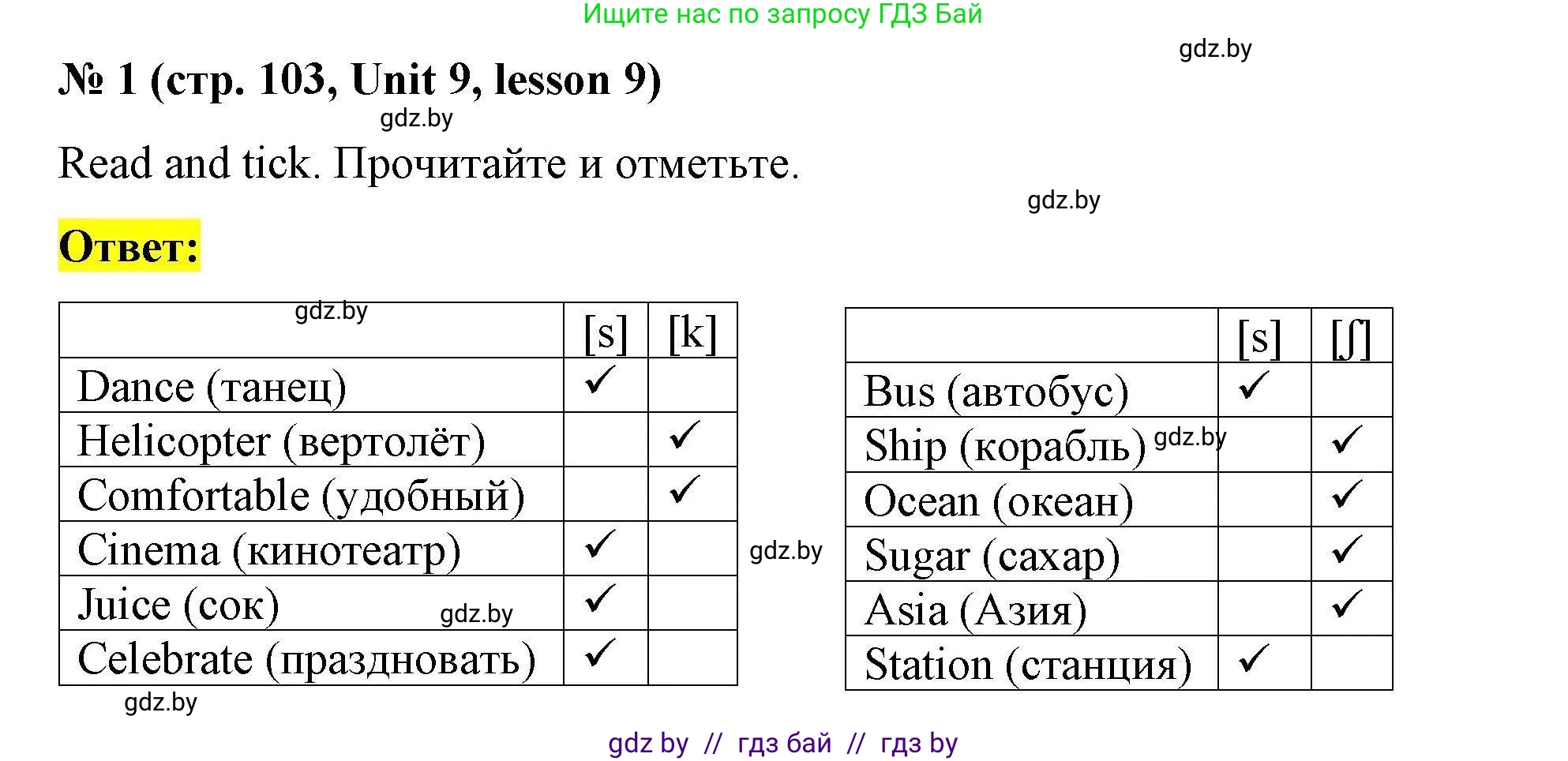 Английский язык (english), 5 класс Рабочая тетрадь (workbook), авторы: Лапицкая Людмила Михайловна (Lapitskaya Ludmila), Калишевич Алла Ивановна, Севрюкова Татьяна Юрьевна, Седунова Наталья Михайловна (Sedunova Natalia), издательство Аверсэв, Минск, 2020, оранжевого цвета, Часть 2, страница 103, номер 1, Решение