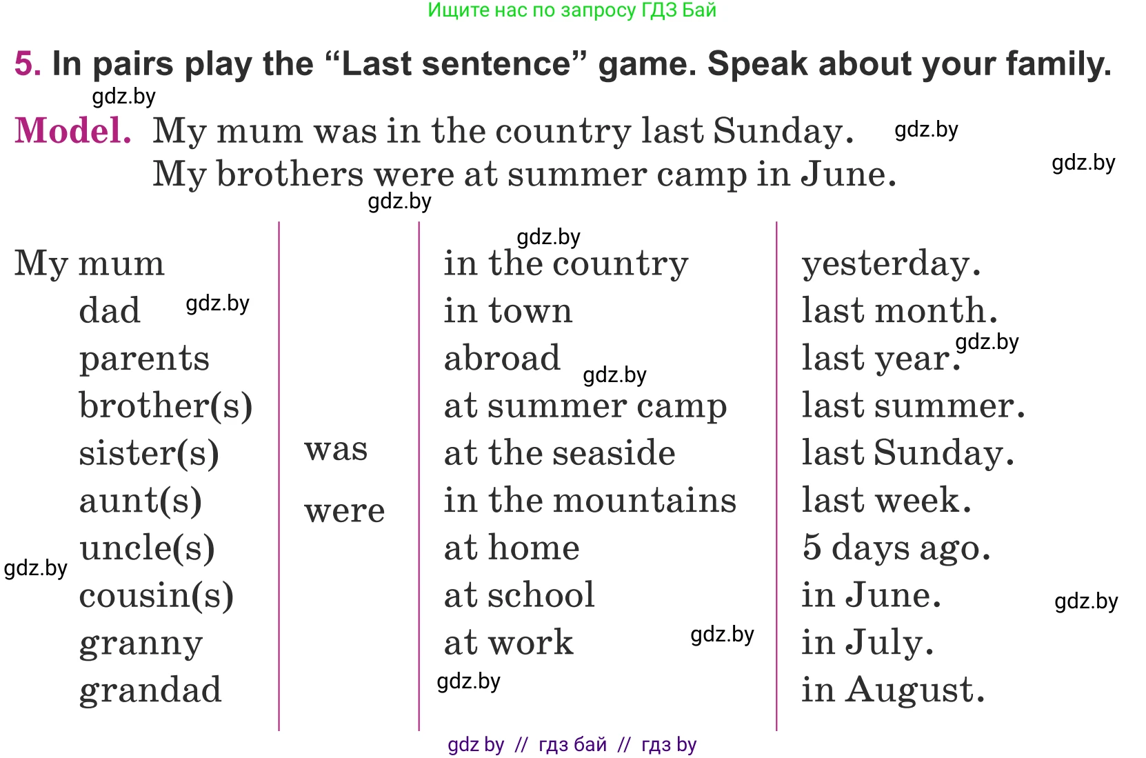 Английский язык (english), 5 класс Учебник (Student's book), авторы: Лапицкая Людмила Михайловна (Lapitskaya Ludmila), Калишевич Алла Ивановна, Севрюкова Татьяна Юрьевна, Седунова Наталья Михайловна (Sedunova Natalia), издательство Вышэйшая школа, Минск, 2020, Часть 1, страница 10, номер 5, Условие