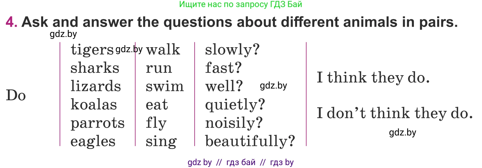 Английский язык (english), 5 класс Учебник (Student's book), авторы: Лапицкая Людмила Михайловна (Lapitskaya Ludmila), Калишевич Алла Ивановна, Севрюкова Татьяна Юрьевна, Седунова Наталья Михайловна (Sedunova Natalia), издательство Вышэйшая школа, Минск, 2020, Часть 2, страница 85, номер 4, Условие