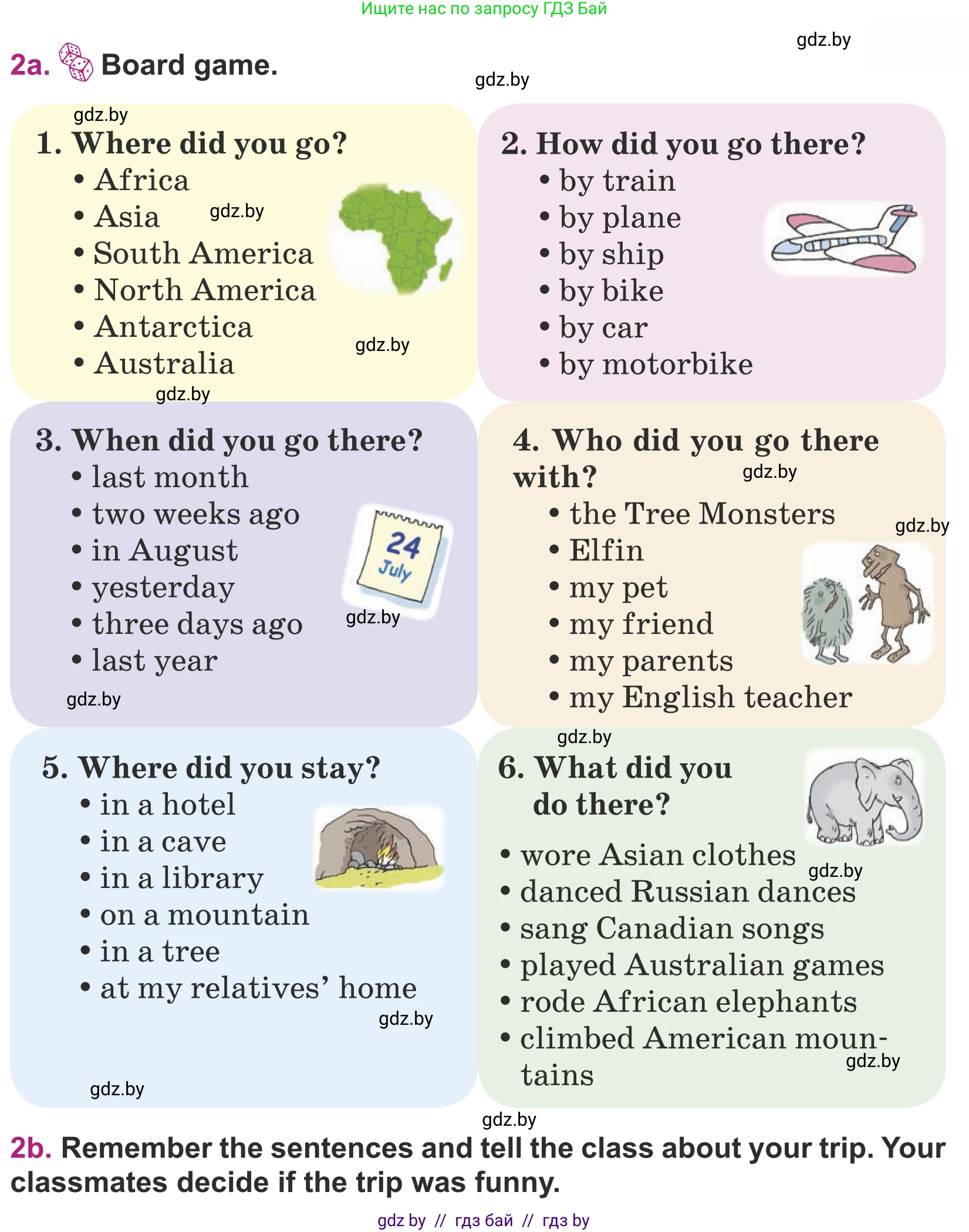 Английский язык (english), 5 класс Учебник (Student's book), авторы: Лапицкая Людмила Михайловна (Lapitskaya Ludmila), Калишевич Алла Ивановна, Севрюкова Татьяна Юрьевна, Седунова Наталья Михайловна (Sedunova Natalia), издательство Вышэйшая школа, Минск, 2020, Часть 2, страница 121, номер 2, Условие