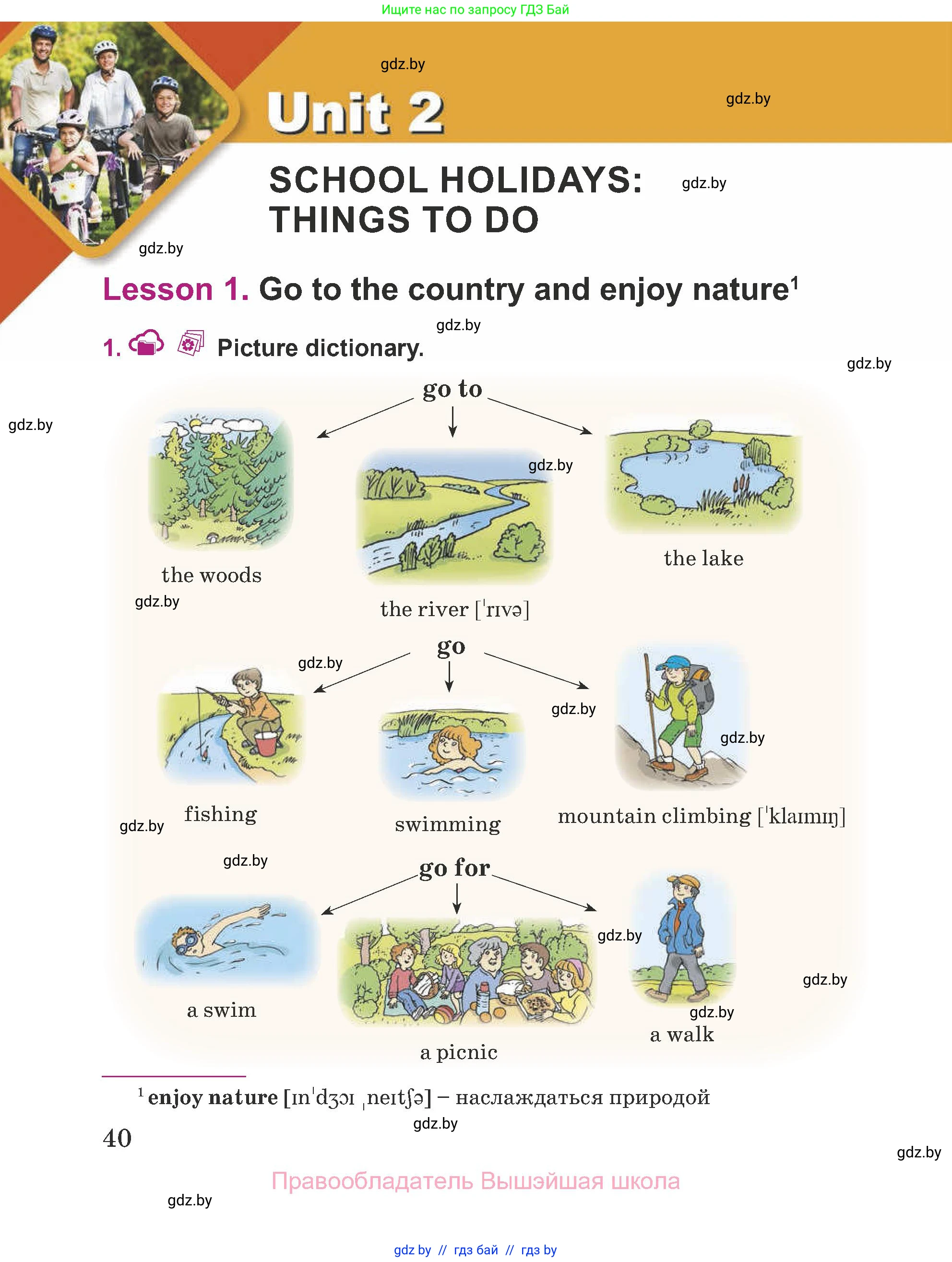 Английский язык (english), 5 класс Учебник (Student's book), авторы: Лапицкая Людмила Михайловна (Lapitskaya Ludmila), Калишевич Алла Ивановна, Севрюкова Татьяна Юрьевна, Седунова Наталья Михайловна (Sedunova Natalia), издательство Вышэйшая школа, Минск, 2020, Часть 1, страница 40