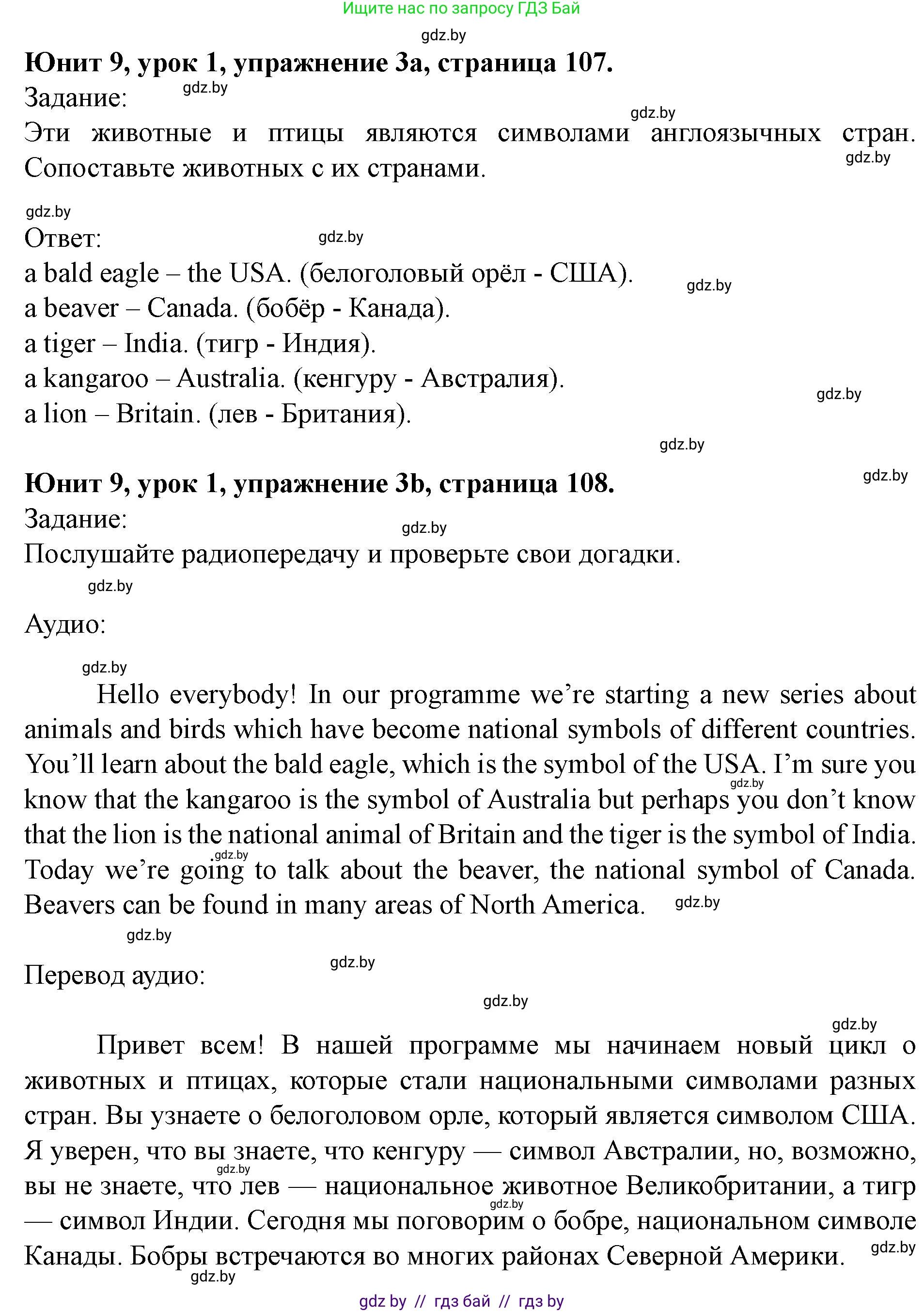 Английский язык (english), 5 класс Учебник (Student's book), авторы: Лапицкая Людмила Михайловна (Lapitskaya Ludmila), Калишевич Алла Ивановна, Севрюкова Татьяна Юрьевна, Седунова Наталья Михайловна (Sedunova Natalia), издательство Вышэйшая школа, Минск, 2020, Часть 2, страница 107, номер 3, Решение 1
