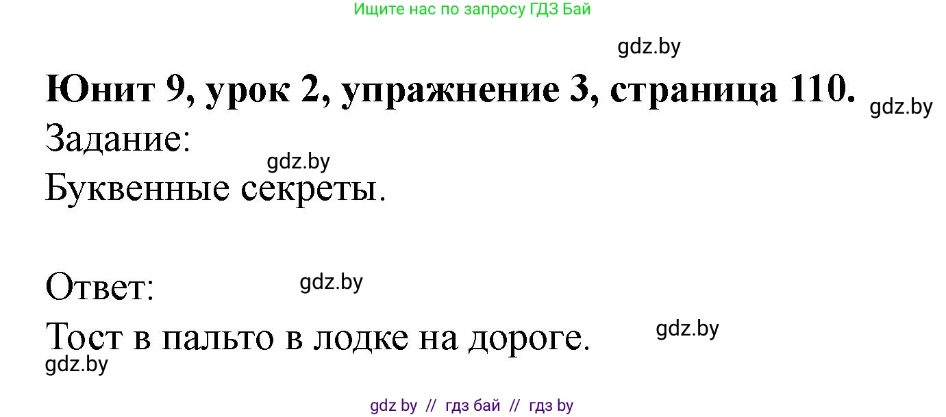 Английский язык (english), 5 класс Учебник (Student's book), авторы: Лапицкая Людмила Михайловна (Lapitskaya Ludmila), Калишевич Алла Ивановна, Севрюкова Татьяна Юрьевна, Седунова Наталья Михайловна (Sedunova Natalia), издательство Вышэйшая школа, Минск, 2020, Часть 2, страница 110, номер 3, Решение 1