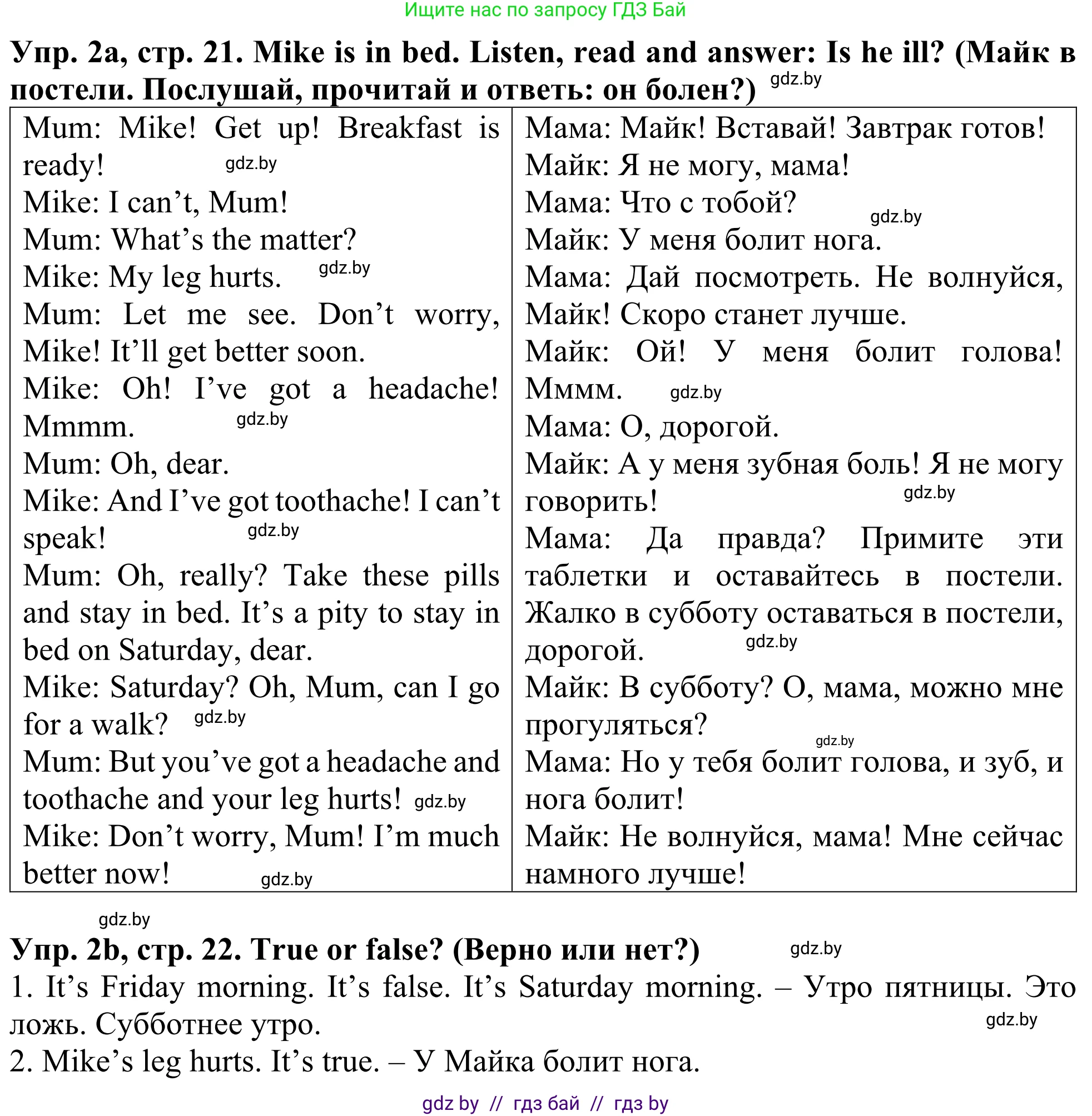 Английский язык (english), 5 класс Учебник (Student's book), авторы: Лапицкая Людмила Михайловна (Lapitskaya Ludmila), Калишевич Алла Ивановна, Севрюкова Татьяна Юрьевна, Седунова Наталья Михайловна (Sedunova Natalia), издательство Вышэйшая школа, Минск, 2020, Часть 2, страница 21, номер 2, Решение 2