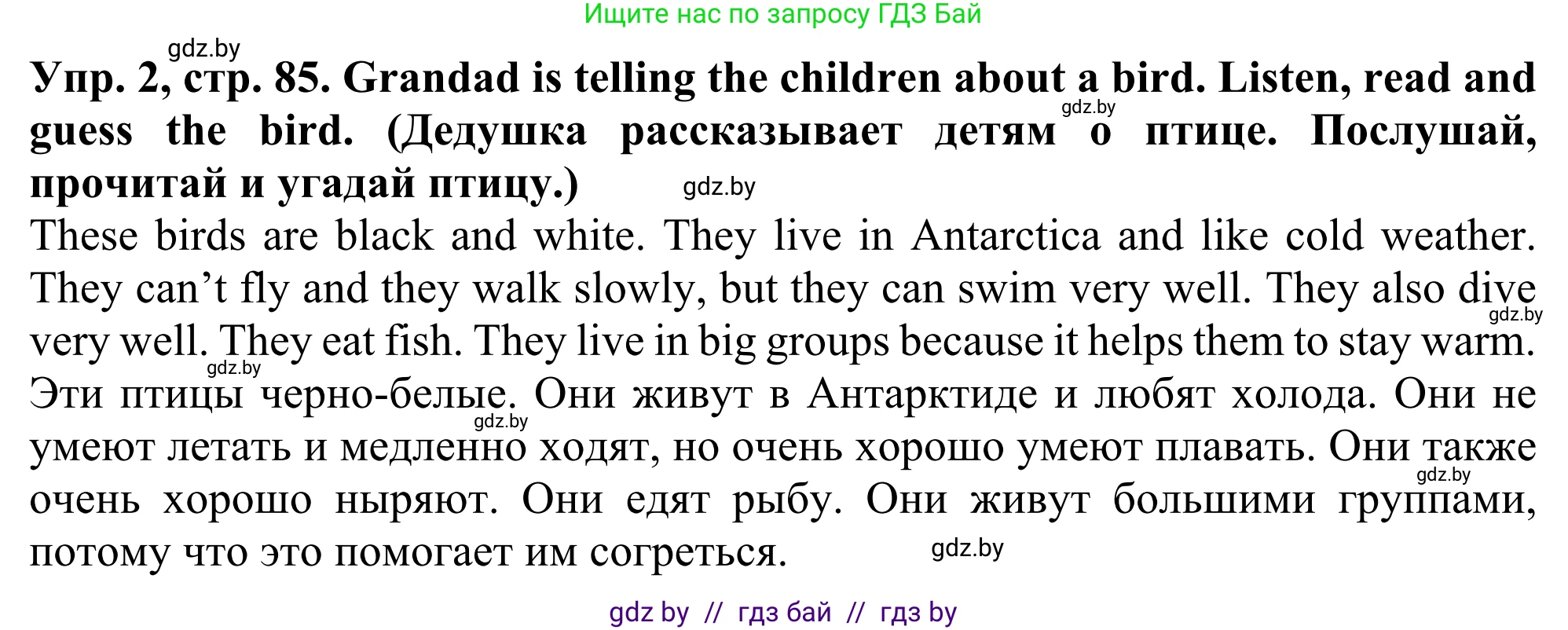 Английский язык (english), 5 класс Учебник (Student's book), авторы: Лапицкая Людмила Михайловна (Lapitskaya Ludmila), Калишевич Алла Ивановна, Севрюкова Татьяна Юрьевна, Седунова Наталья Михайловна (Sedunova Natalia), издательство Вышэйшая школа, Минск, 2020, Часть 2, страница 85, номер 2, Решение 2