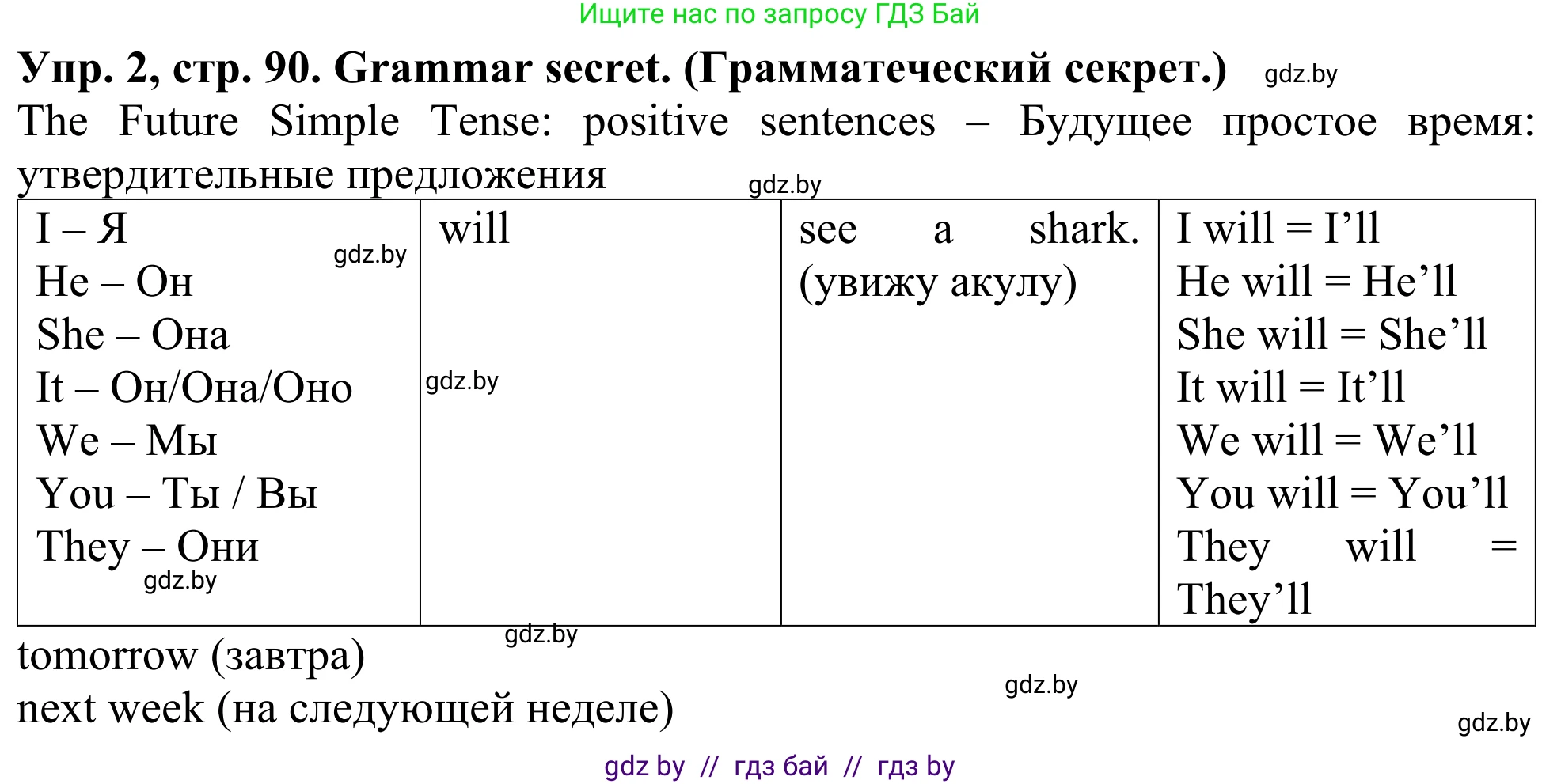 Английский язык (english), 5 класс Учебник (Student's book), авторы: Лапицкая Людмила Михайловна (Lapitskaya Ludmila), Калишевич Алла Ивановна, Севрюкова Татьяна Юрьевна, Седунова Наталья Михайловна (Sedunova Natalia), издательство Вышэйшая школа, Минск, 2020, Часть 2, страница 90, номер 2, Решение 2