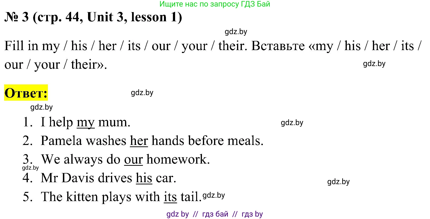 Английский язык (english), 5 класс практикум по грамматике (grammar), автор: Севрюкова Татьяна Юрьевна, издательство Аверсэв, Минск, 2023, оранжевого цвета, страница 44, номер 3, Решение