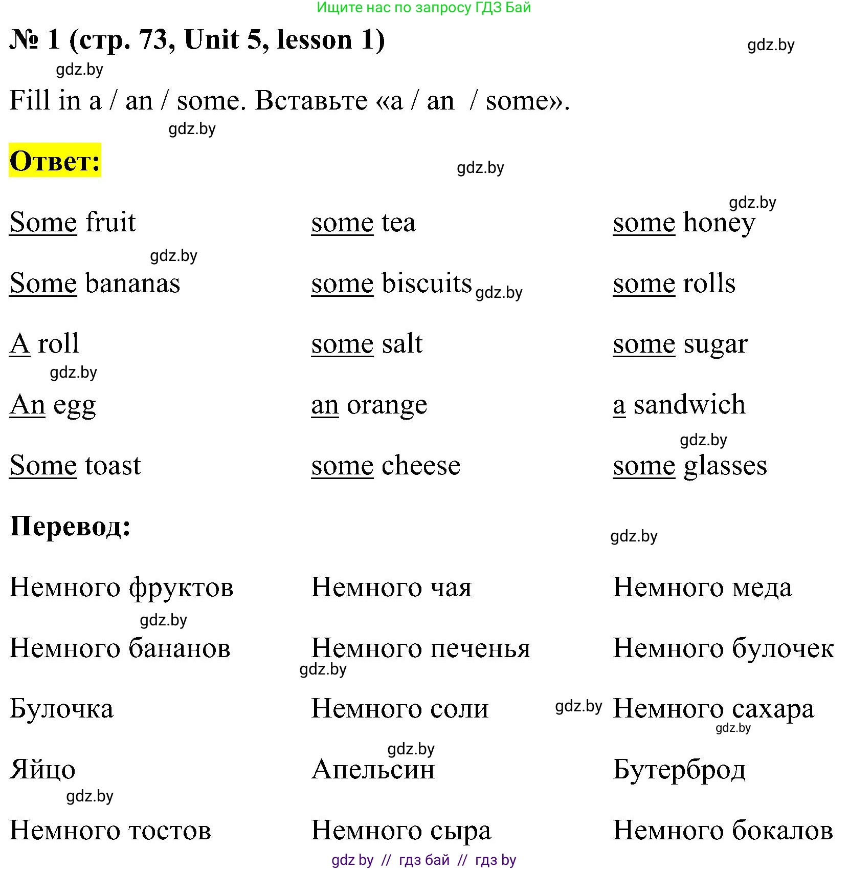 Английский язык (english), 5 класс практикум по грамматике (grammar), автор: Севрюкова Татьяна Юрьевна, издательство Аверсэв, Минск, 2023, оранжевого цвета, страница 73, номер 1, Решение