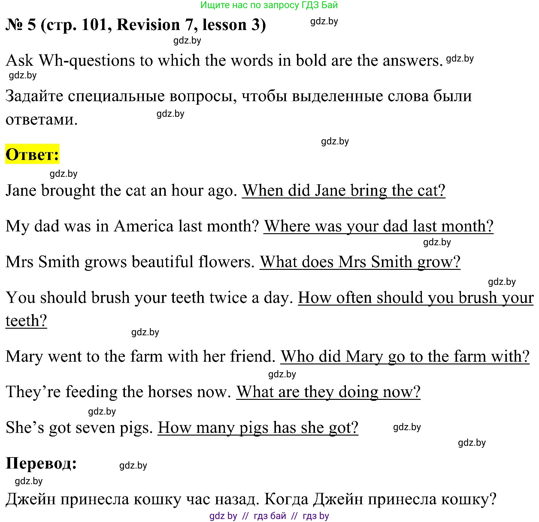 Английский язык (english), 5 класс практикум по грамматике (grammar), автор: Севрюкова Татьяна Юрьевна, издательство Аверсэв, Минск, 2023, оранжевого цвета, страница 101, номер 5, Решение