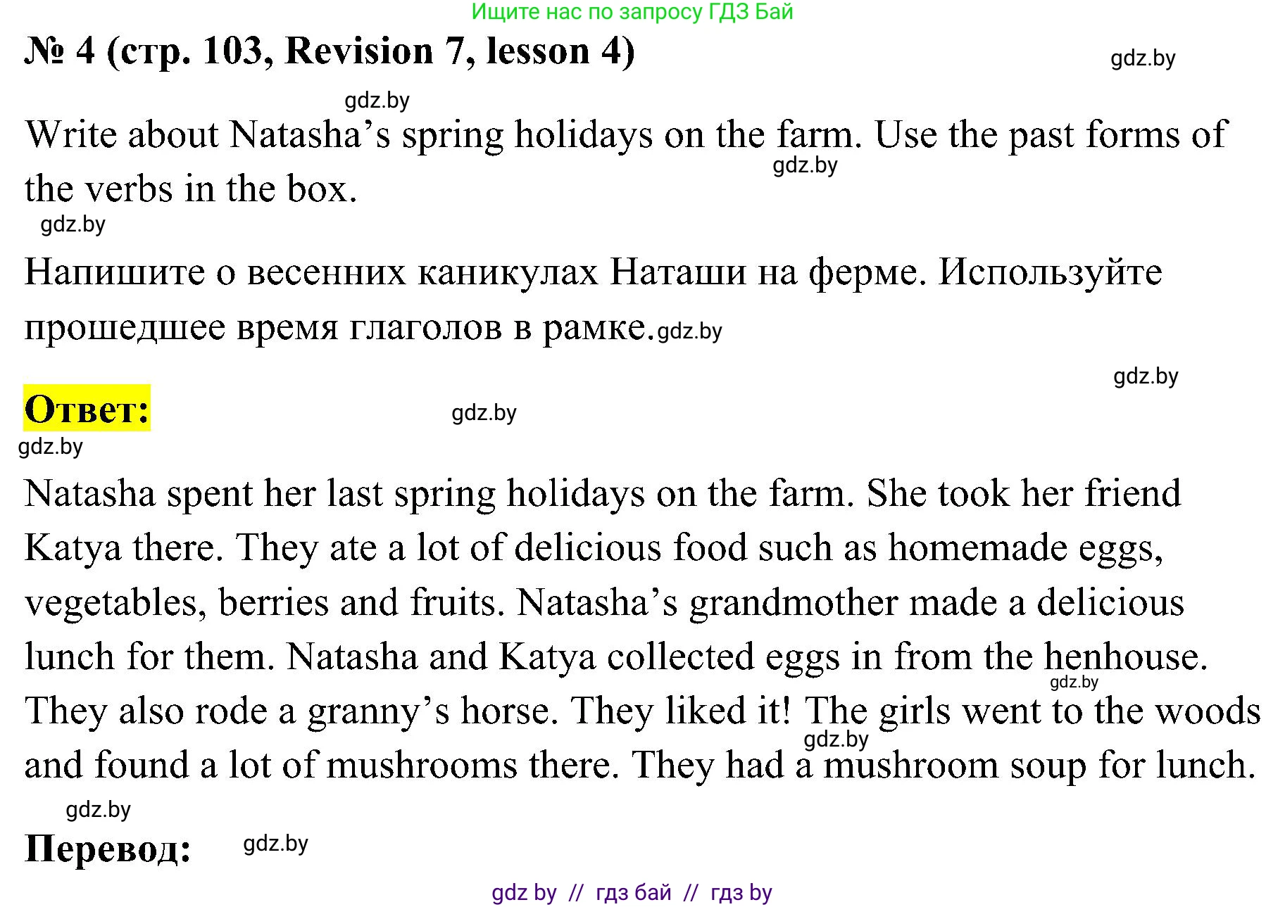 Английский язык (english), 5 класс практикум по грамматике (grammar), автор: Севрюкова Татьяна Юрьевна, издательство Аверсэв, Минск, 2023, оранжевого цвета, страница 103, номер 4, Решение