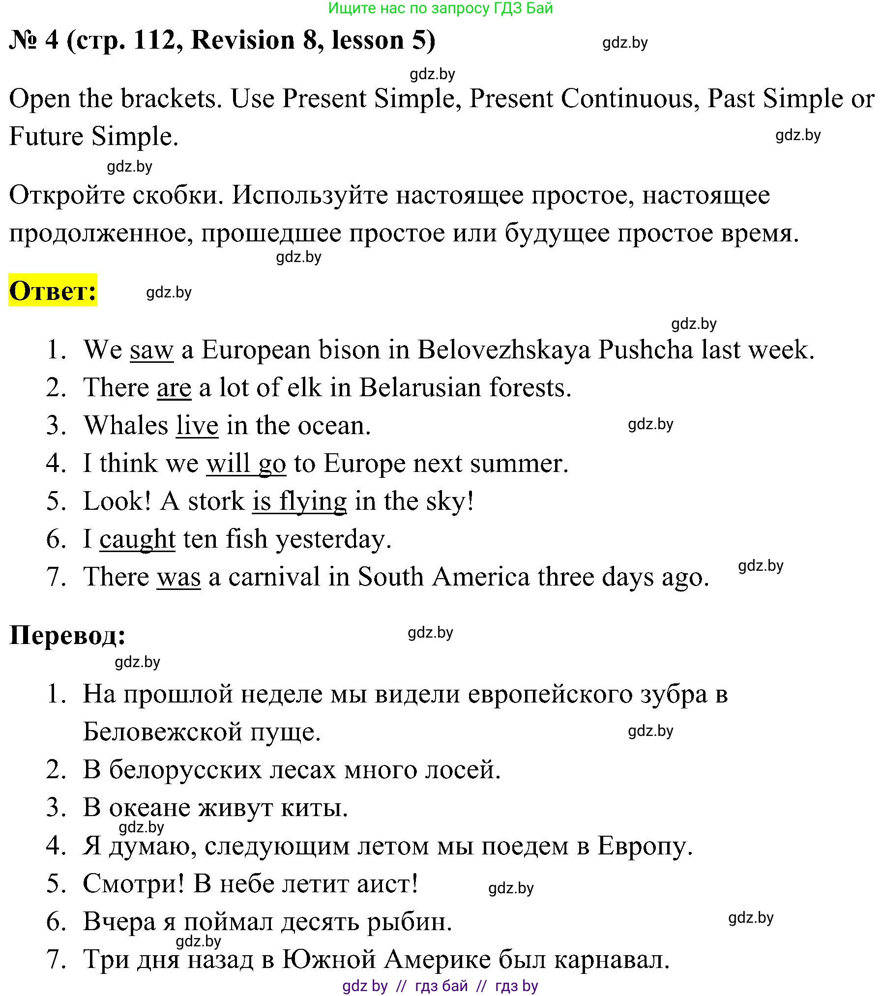 Английский язык (english), 5 класс практикум по грамматике (grammar), автор: Севрюкова Татьяна Юрьевна, издательство Аверсэв, Минск, 2023, оранжевого цвета, страница 112, номер 4, Решение