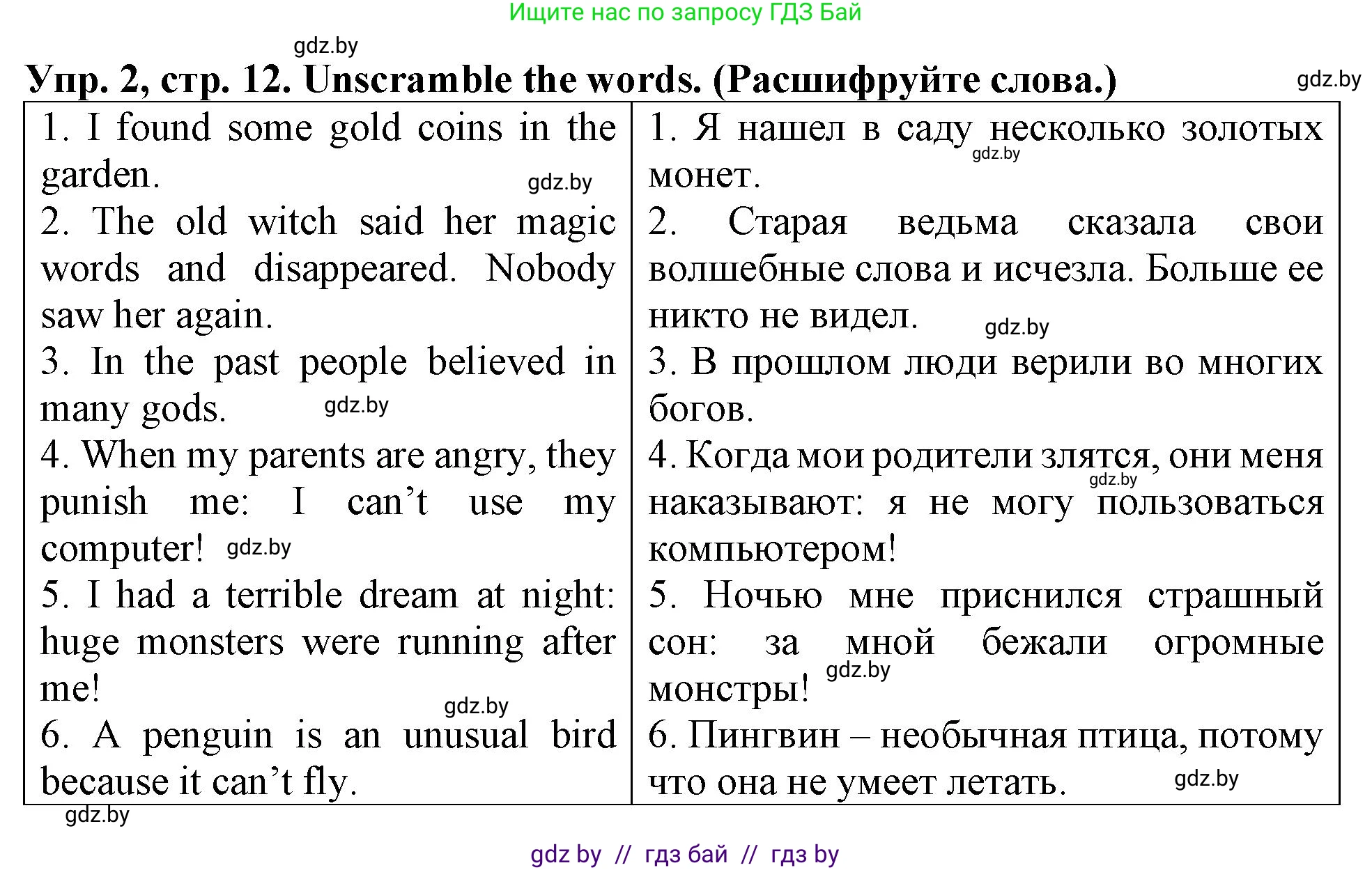 Английский язык (english), 6 класс тесты (test book), авторы: Севрюкова Татьяна Юрьевна, Калишевич Алла Ивановна, издательство Аверсэв, Минск, 2022, оранжевого цвета, страница 12, номер 2, Решение