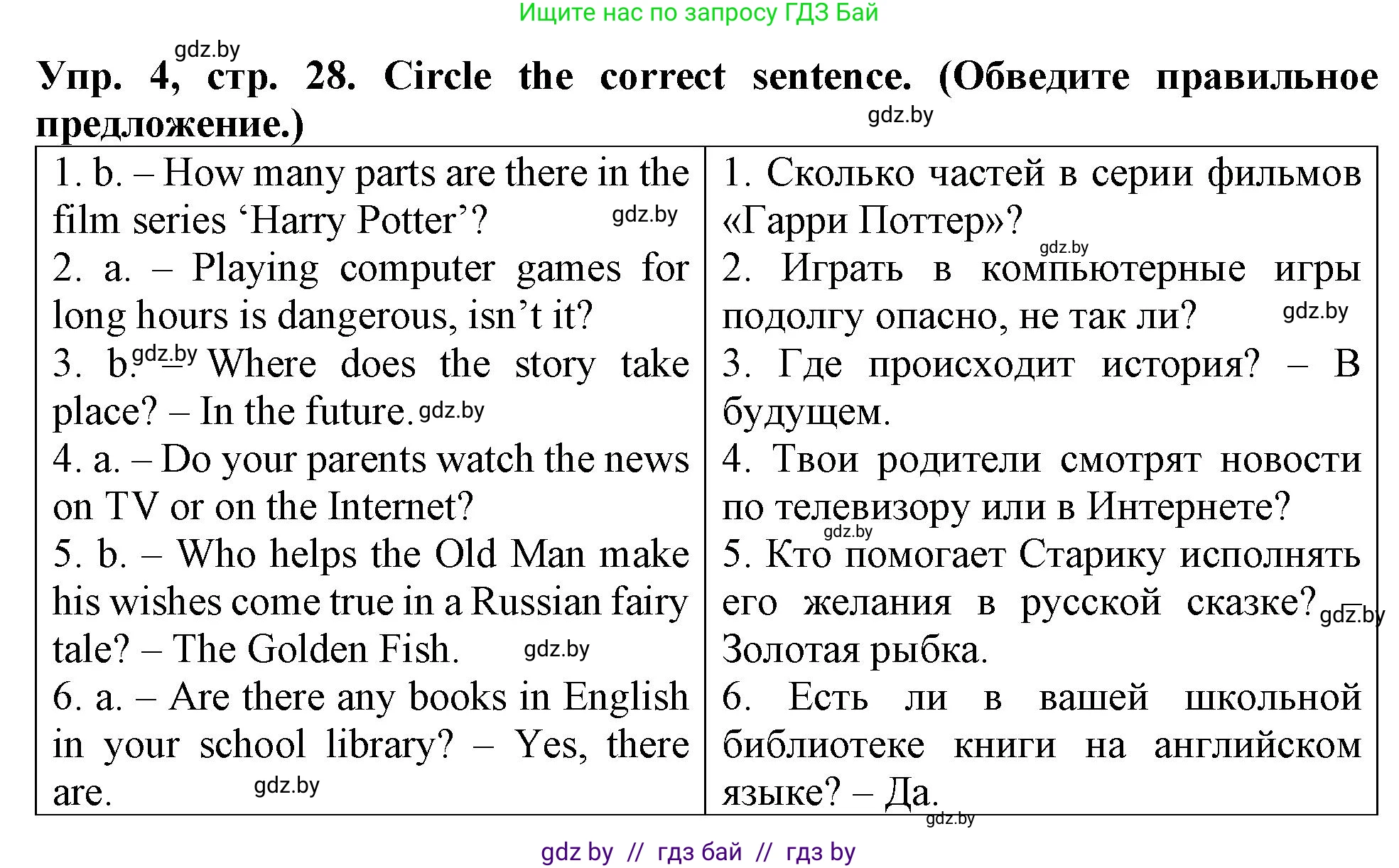 Английский язык (english), 6 класс тесты (test book), авторы: Севрюкова Татьяна Юрьевна, Калишевич Алла Ивановна, издательство Аверсэв, Минск, 2022, оранжевого цвета, страница 28, номер 4, Решение
