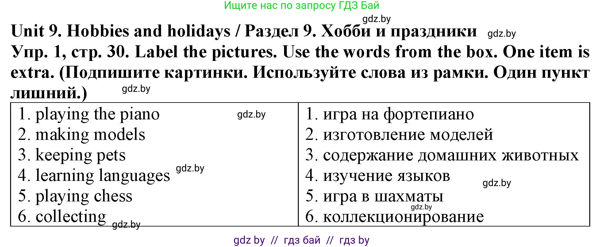 Английский язык (english), 6 класс тесты (test book), авторы: Севрюкова Татьяна Юрьевна, Калишевич Алла Ивановна, издательство Аверсэв, Минск, 2022, оранжевого цвета, страница 30, номер 1, Решение