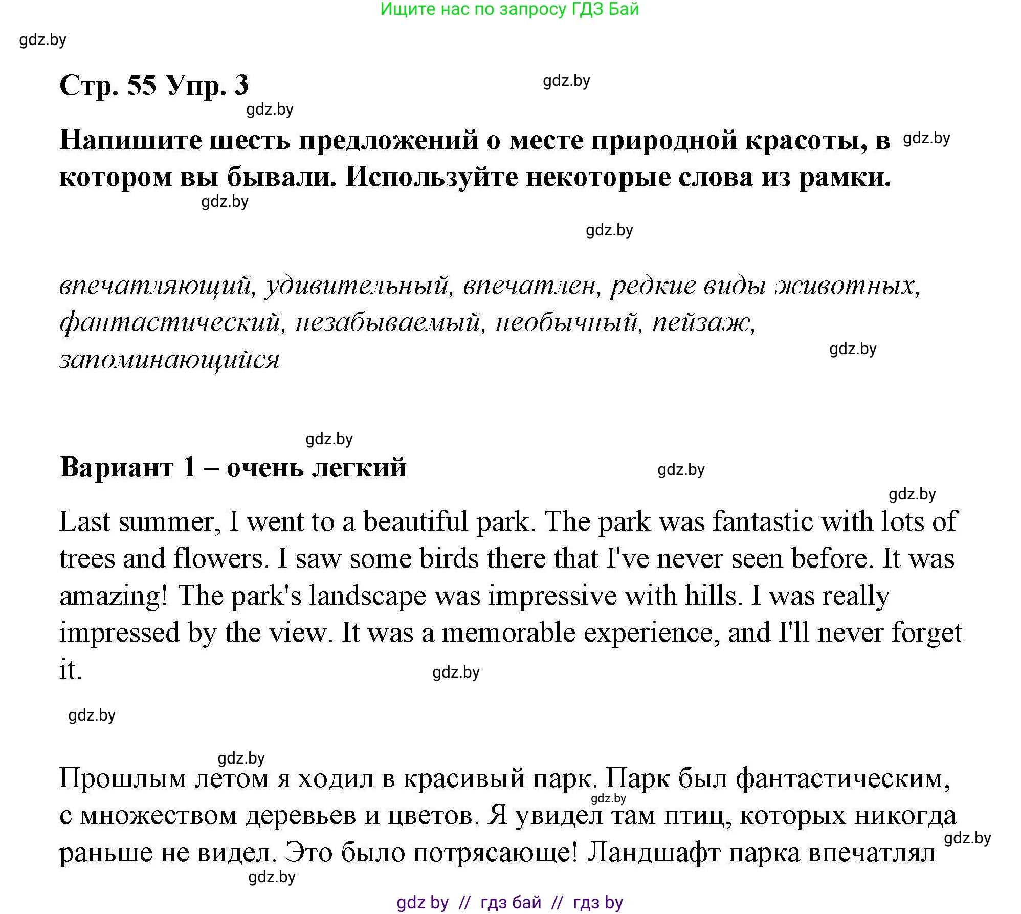 Английский язык (english), 6 класс Рабочая тетрадь (workbook), авторы: Демченко Наталья Валентиновна, Севрюкова Татьяна Юрьевна, Юхнель Наталья Валентиновна, Наумова Елена Георгиевна, Рыбалко О Н, Манешина А В, Маслёнченко Н А, Бушуева Эдите Владиславовна, издательство Аверсэв, Минск, 2020, зелёного цвета, Часть ( Part) 2, страница 55, номер 3, Решение 1