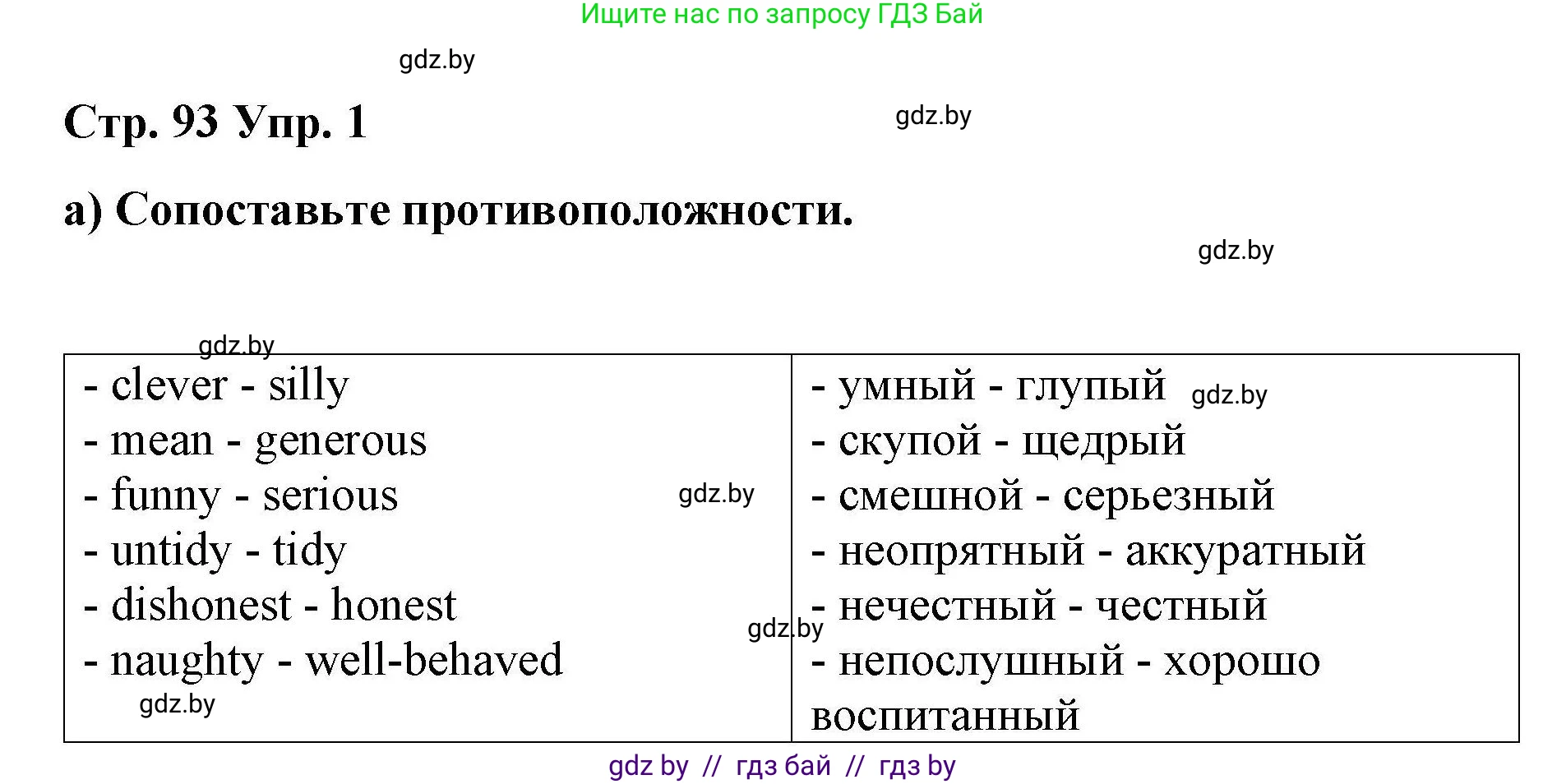 Английский язык (english), 6 класс Рабочая тетрадь (workbook), авторы: Демченко Наталья Валентиновна, Севрюкова Татьяна Юрьевна, Юхнель Наталья Валентиновна, Наумова Елена Георгиевна, Рыбалко О Н, Манешина А В, Маслёнченко Н А, Бушуева Эдите Владиславовна, издательство Аверсэв, Минск, 2020, зелёного цвета, Часть ( Part) 2, страница 93, номер 1, Решение 1