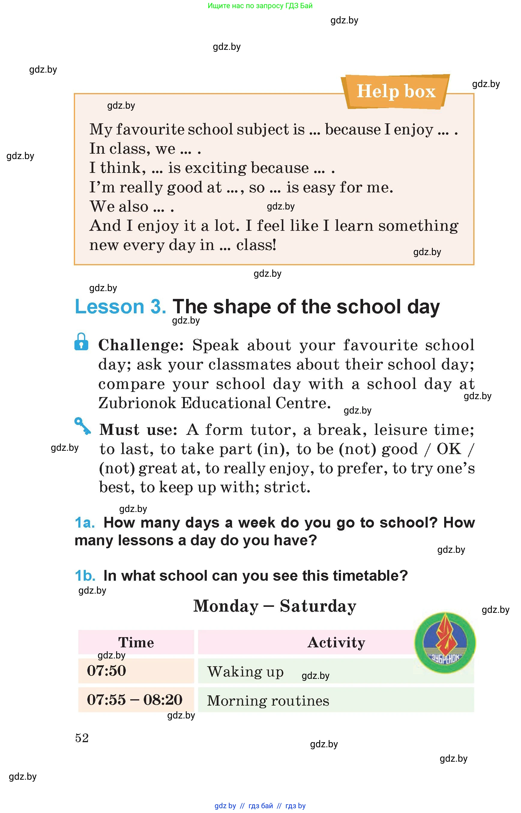 Английский язык (english), 6 класс Учебник (Student's book), авторы: Демченко Наталья Валентиновна, Бушуева Эдите Владиславовна, Юхнель Наталья Валентиновна, Манешина А В, Маслёнченко Н А, Рыбалко О Н, Лукша О В, издательство Адукацыя i выхаванне, Минск, 2026, салатового цвета, Часть 1, страница 52