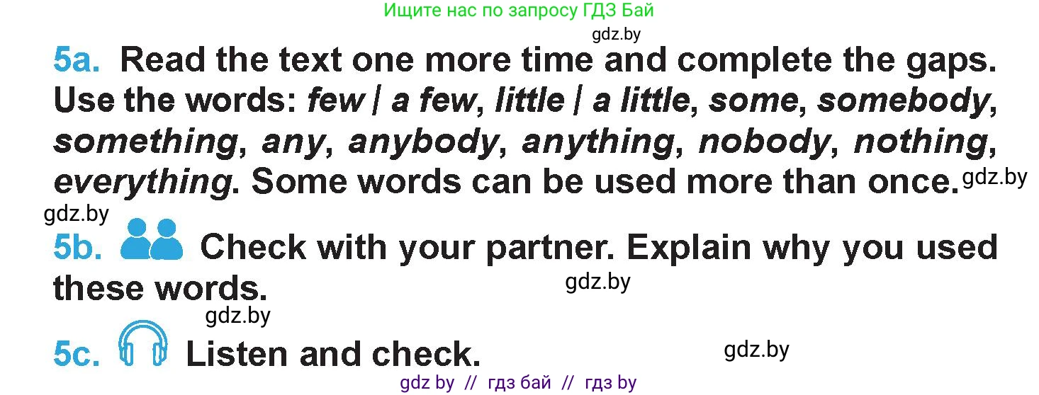 Английский язык (english), 6 класс Учебник (Student's book), авторы: Демченко Наталья Валентиновна, Бушуева Эдите Владиславовна, Юхнель Наталья Валентиновна, Манешина А В, Маслёнченко Н А, Рыбалко О Н, Лукша О В, издательство Адукацыя i выхаванне, Минск, 2026, салатового цвета, Часть 1, страница 95, номер 5, Условие