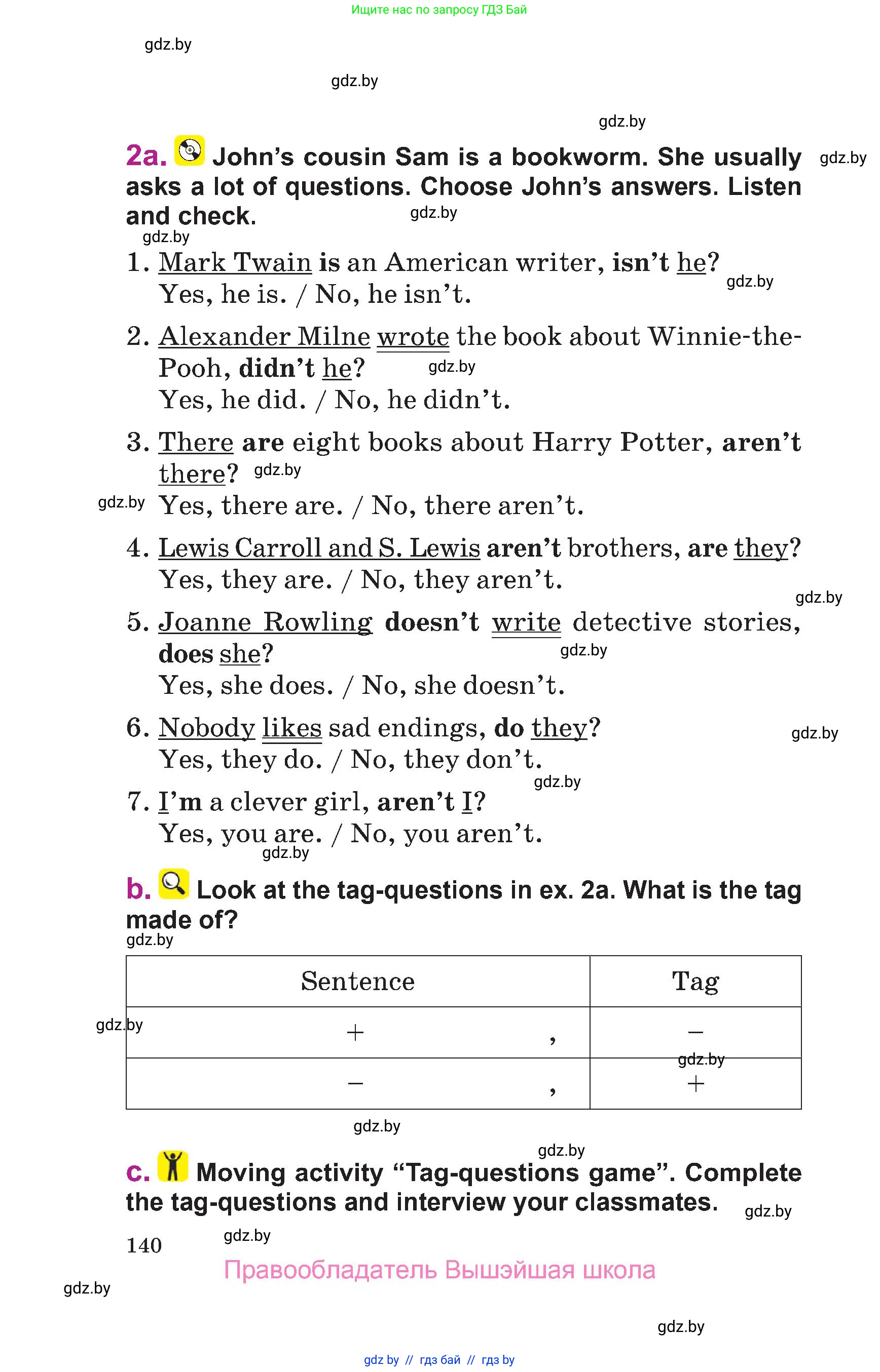 Английский язык (english), 6 класс Учебник, авторы: Демченко Наталья Валентиновна, Севрюкова Татьяна Юрьевна, Юхнель Наталья Валентиновна, Наумова Елена Георгиевна, Рыбалко О Н, Манешина А В, Маслёнченко Н А, издательство Вышэйшая школа, Минск, 2018, красного цвета, Часть 2, страница 140