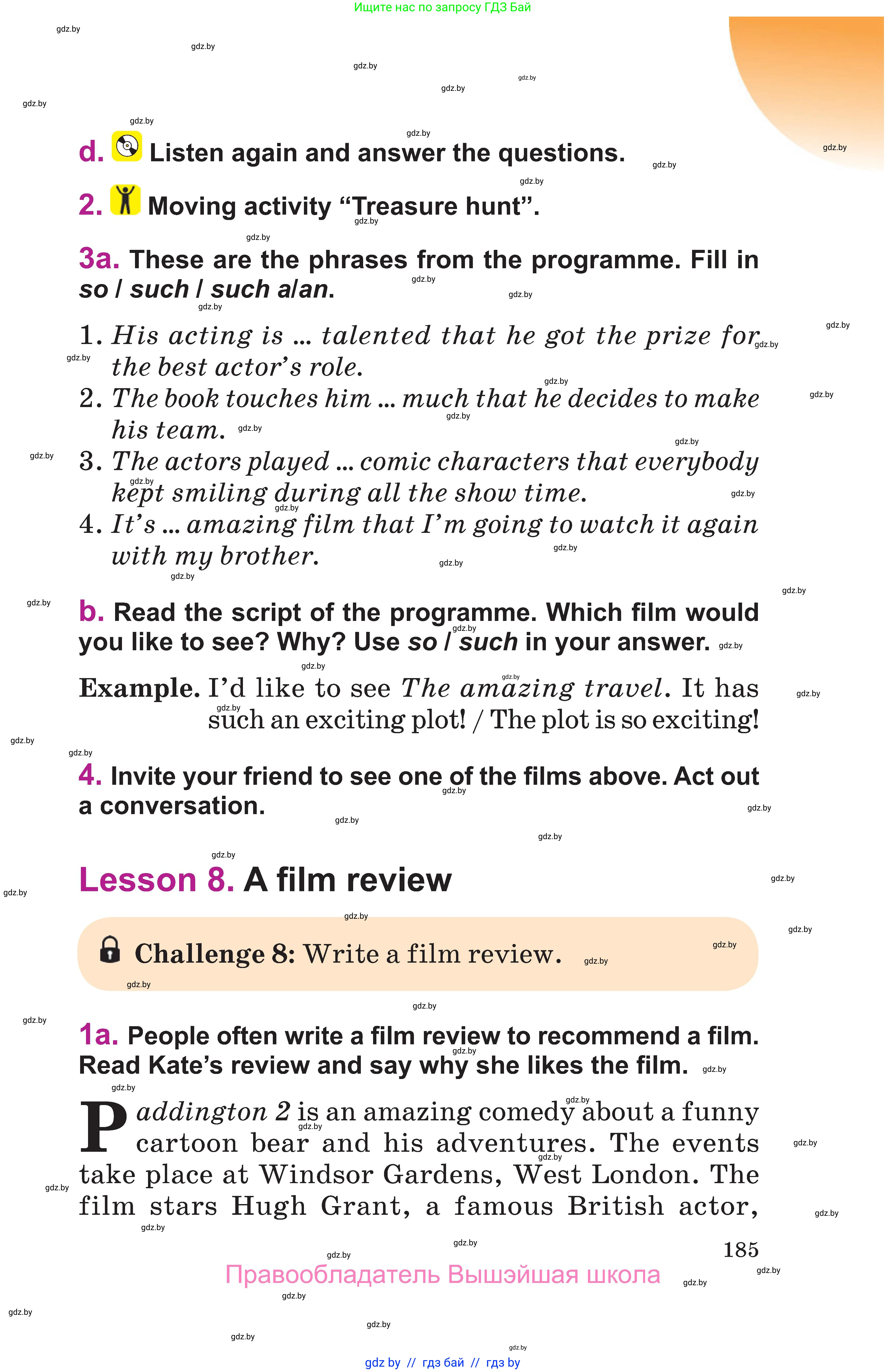 Английский язык (english), 6 класс Учебник, авторы: Демченко Наталья Валентиновна, Севрюкова Татьяна Юрьевна, Юхнель Наталья Валентиновна, Наумова Елена Георгиевна, Рыбалко О Н, Манешина А В, Маслёнченко Н А, издательство Вышэйшая школа, Минск, 2018, красного цвета, Часть 2, страница 185