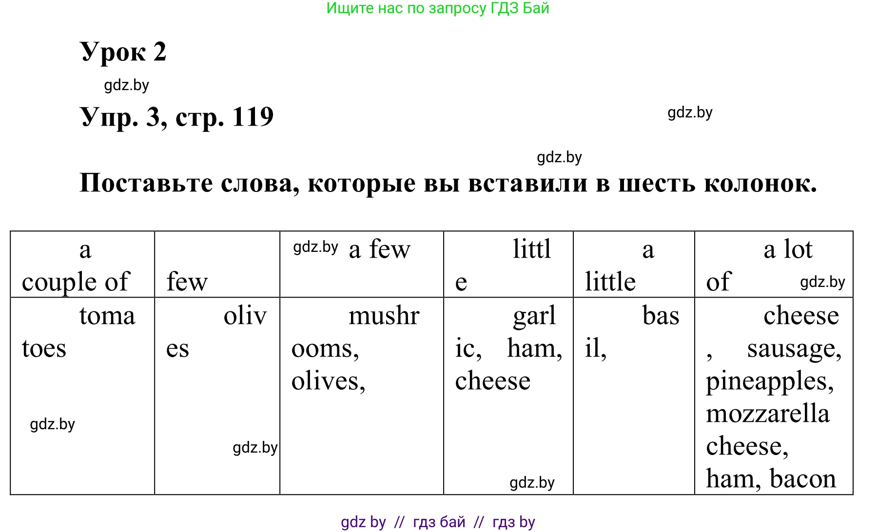 Английский язык (english), 6 класс Учебник, авторы: Демченко Наталья Валентиновна, Севрюкова Татьяна Юрьевна, Юхнель Наталья Валентиновна, Наумова Елена Георгиевна, Рыбалко О Н, Манешина А В, Маслёнченко Н А, издательство Вышэйшая школа, Минск, 2018, красного цвета, Часть 1, страница 119, номер 3, Решение