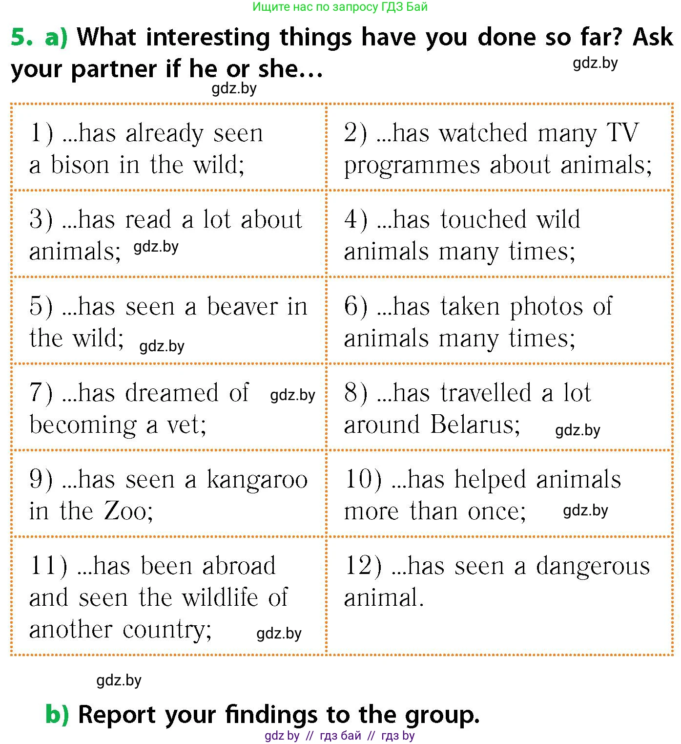 Английский язык (english), 6 класс Учебник, авторы: Юхнель Наталья Валентиновна, Наумова Елена Георгиевна, Малиновская Елена Александровна, издательство Адукацыя i выхаванне, Минск, 2021, страница 58, номер 5, Условие