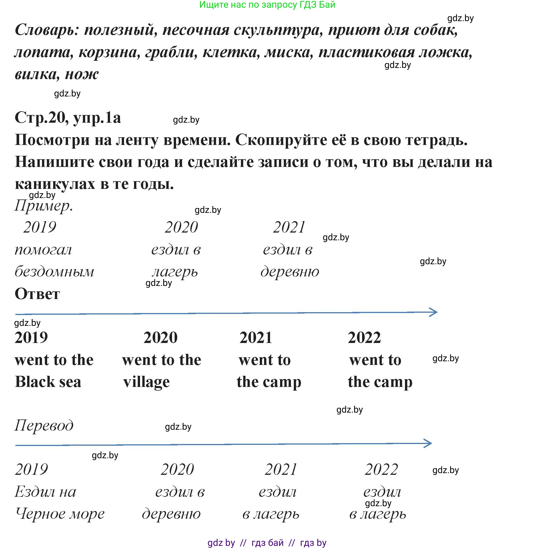 Английский язык (english), 6 класс Учебник, авторы: Юхнель Наталья Валентиновна, Наумова Елена Георгиевна, Малиновская Елена Александровна, издательство Адукацыя i выхаванне, Минск, 2021, страница 20, номер 1, Решение