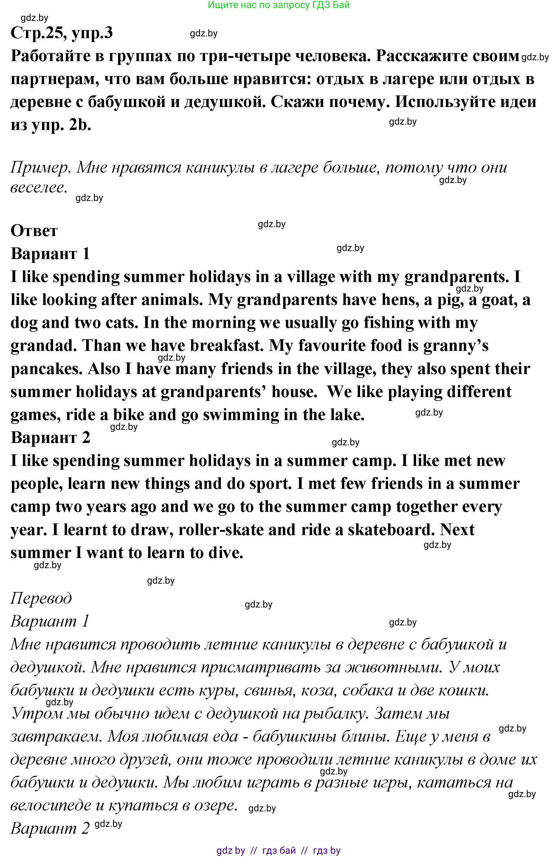 Английский язык (english), 6 класс Учебник, авторы: Юхнель Наталья Валентиновна, Наумова Елена Георгиевна, Малиновская Елена Александровна, издательство Адукацыя i выхаванне, Минск, 2021, страница 25, номер 3, Решение