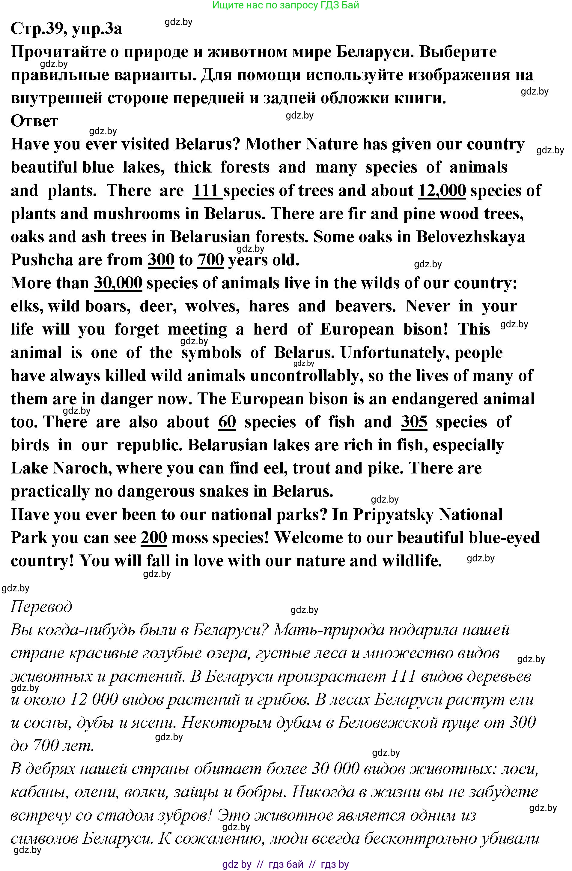 Английский язык (english), 6 класс Учебник, авторы: Юхнель Наталья Валентиновна, Наумова Елена Георгиевна, Малиновская Елена Александровна, издательство Адукацыя i выхаванне, Минск, 2021, страница 39, номер 3, Решение